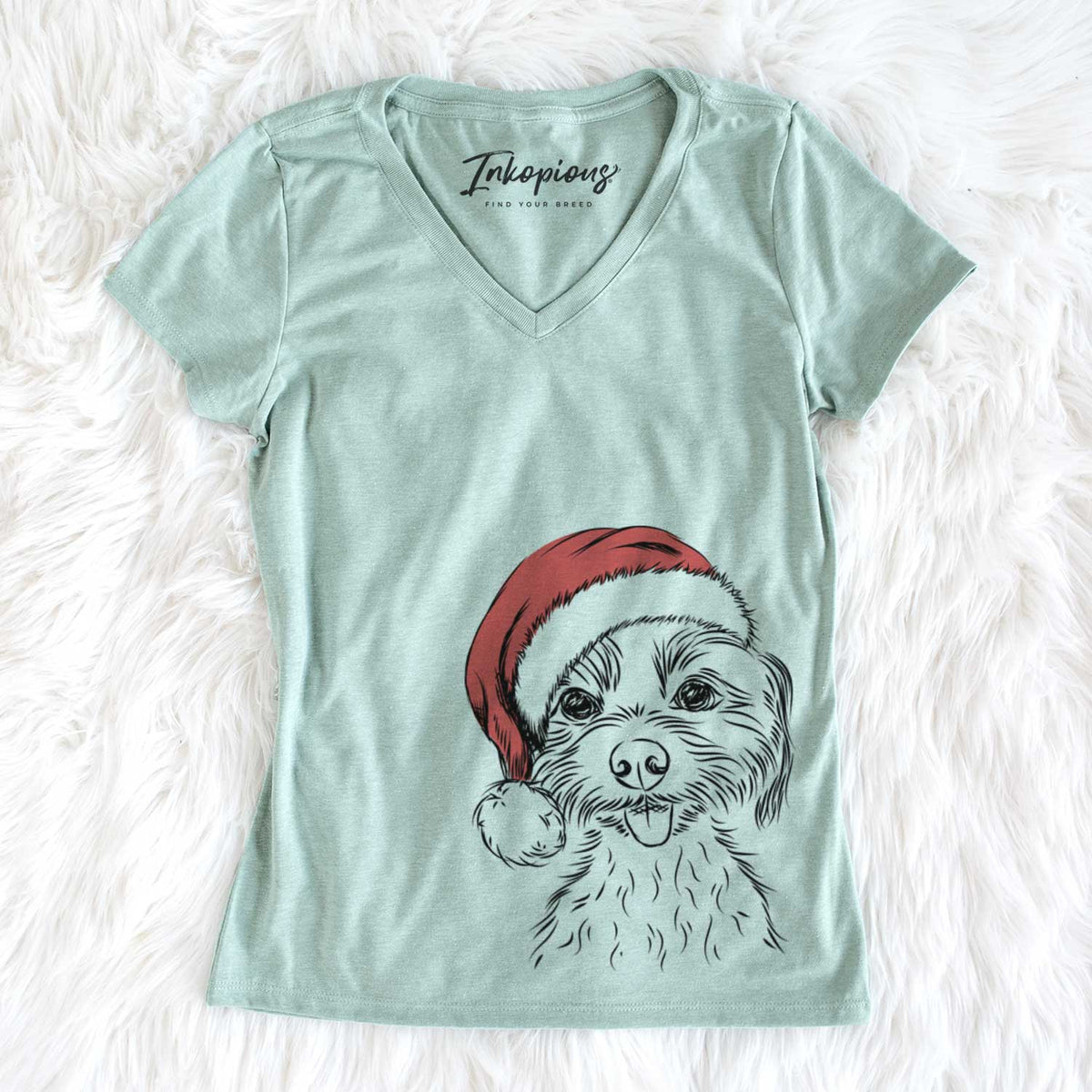 Santa Mater the Yorkshire Terrier - Women&#39;s V-neck Shirt