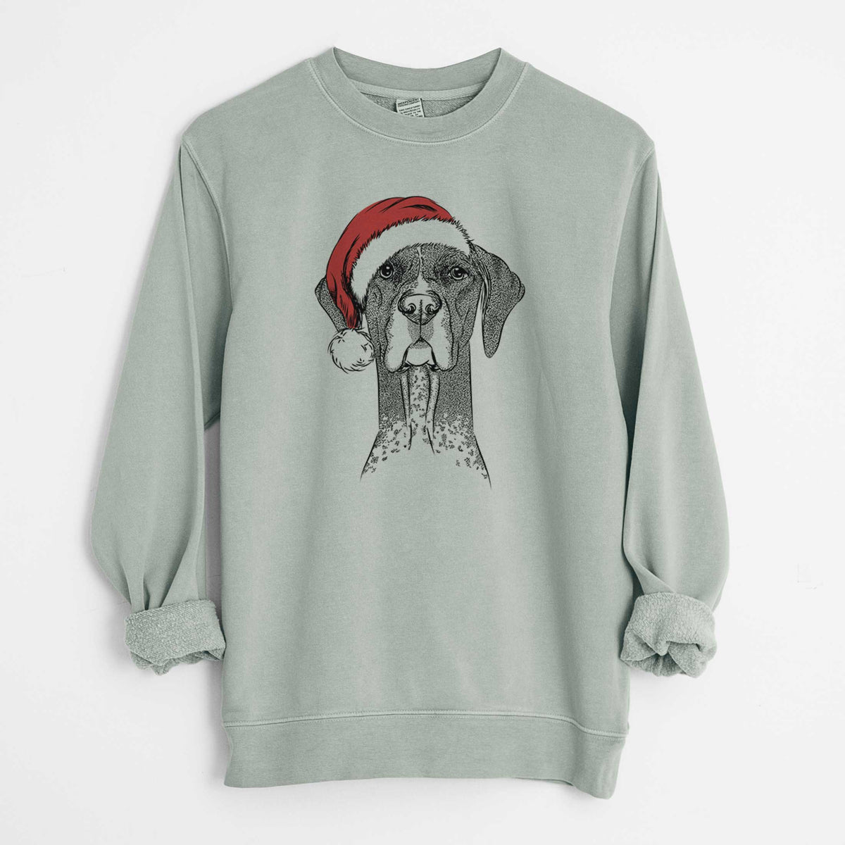Santa Mattis the German Shorthaired Pointer - Unisex Pigment Dyed Crew Sweatshirt