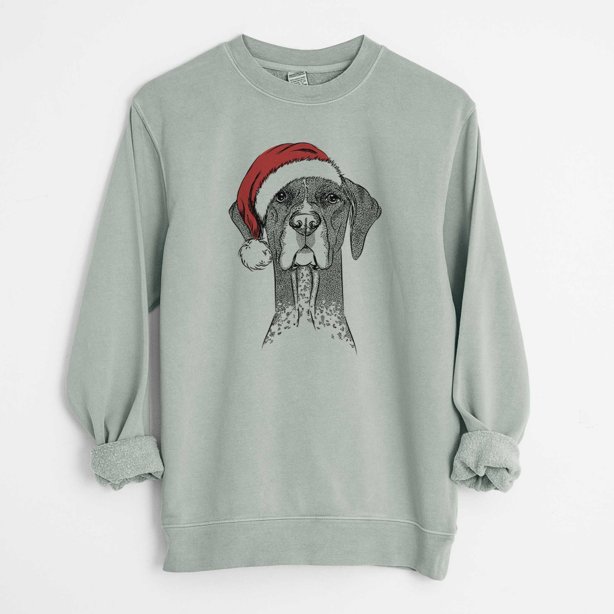 Santa Mattis the German Shorthaired Pointer - Unisex Pigment Dyed Crew Sweatshirt