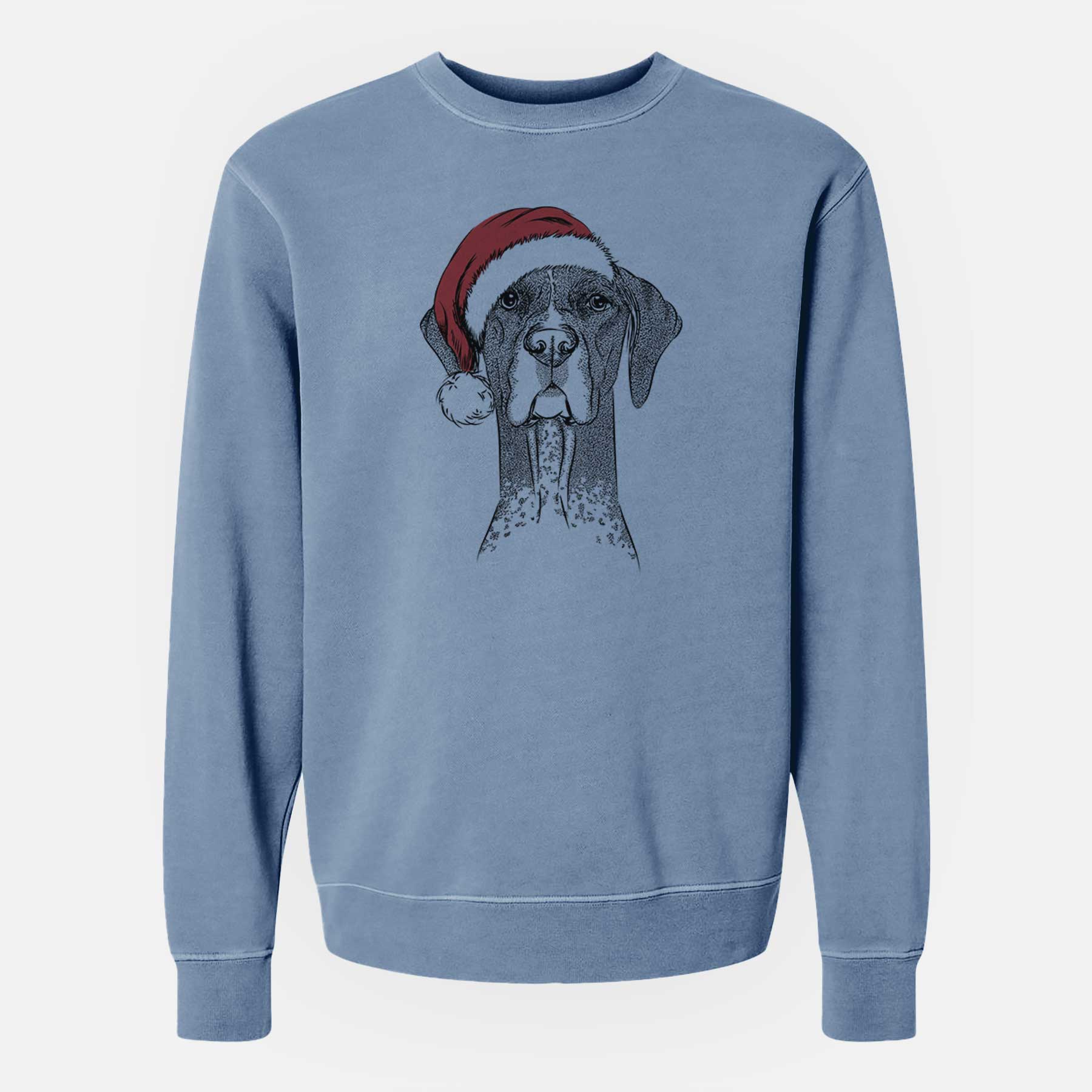 Santa Mattis the German Shorthaired Pointer - Unisex Pigment Dyed Crew Sweatshirt