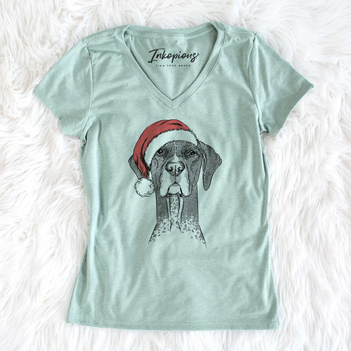 Santa Mattis the German Shorthaired Pointer - Women's V-neck Shirt