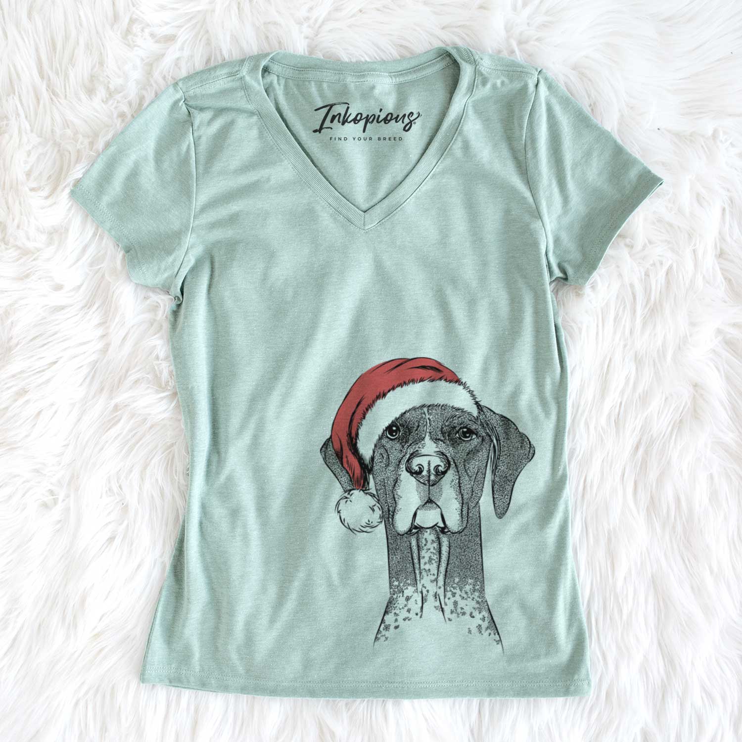 Santa Mattis the German Shorthaired Pointer - Women's V-neck Shirt