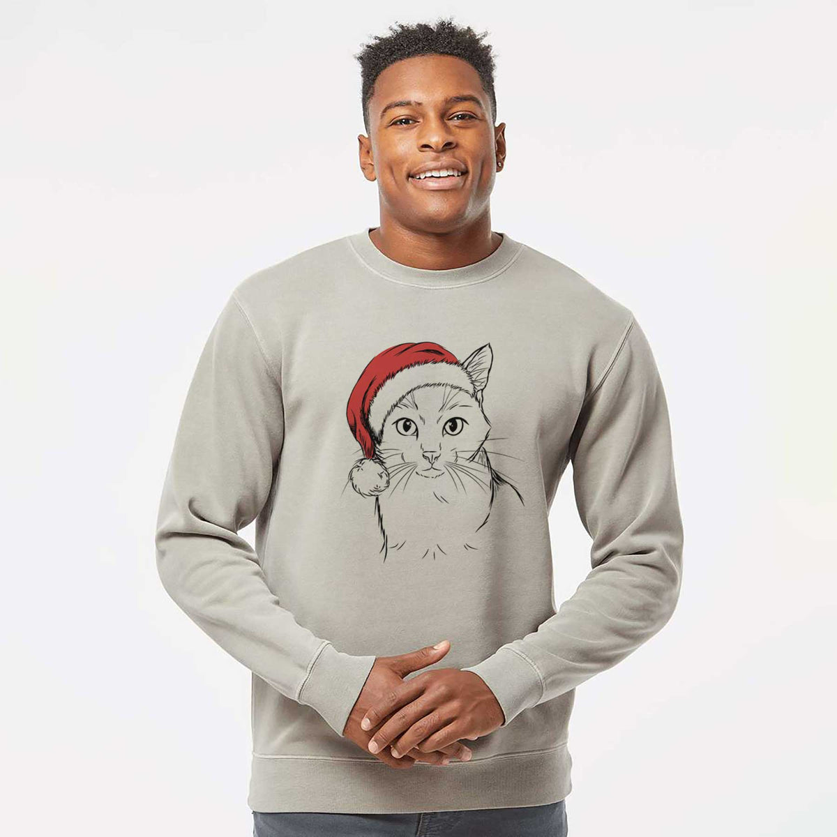Santa Maverick the Cat - Unisex Pigment Dyed Crew Sweatshirt