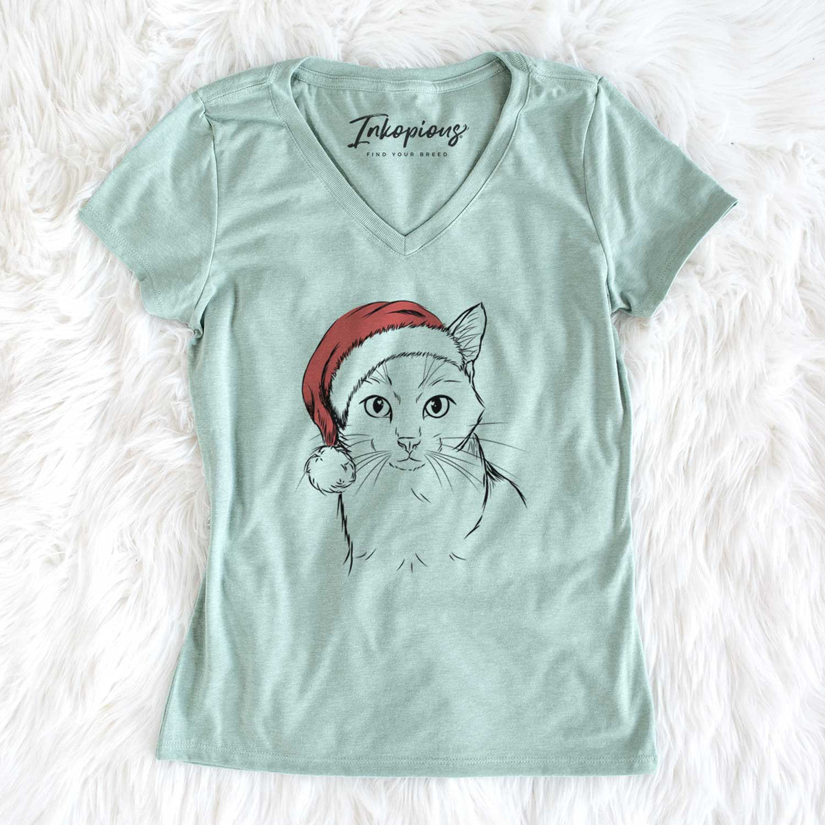 Santa Maverick the Cat - Women's V-neck Shirt