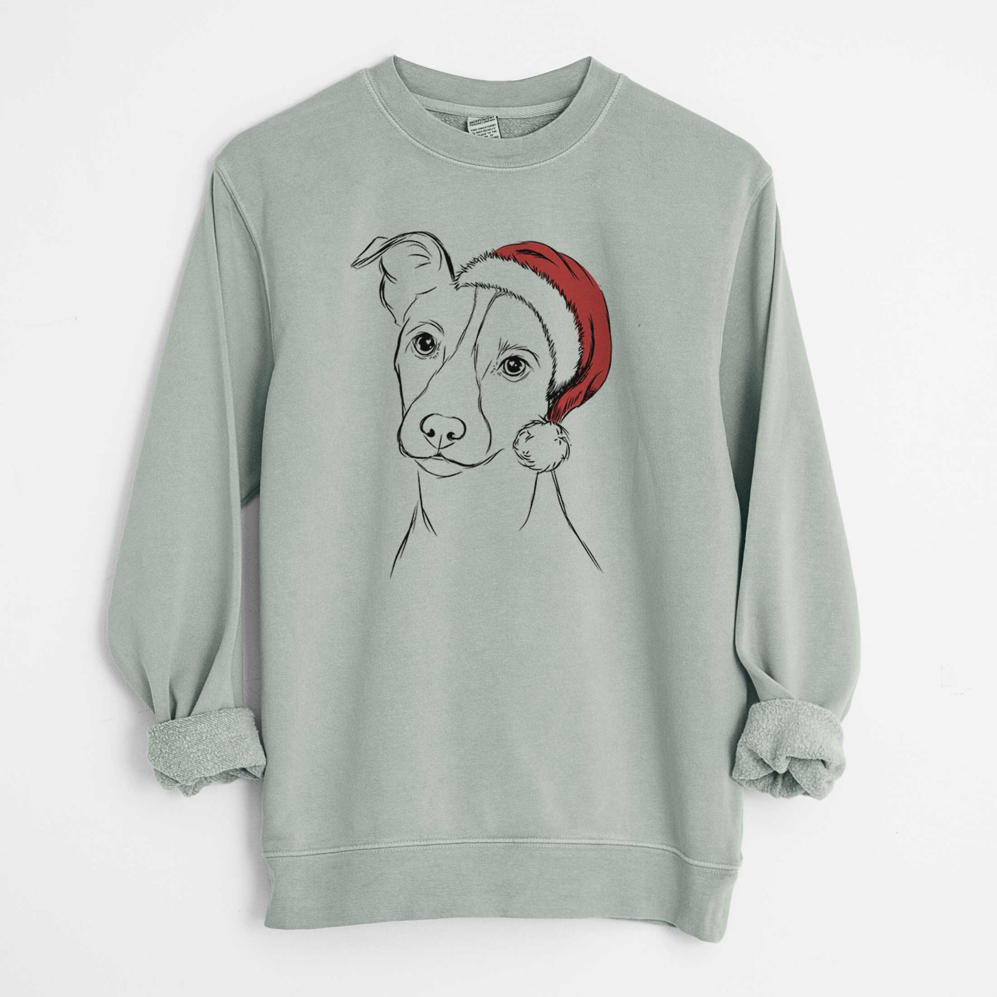 Santa Max the Jack Russell Terrier - Unisex Pigment Dyed Crew Sweatshirt