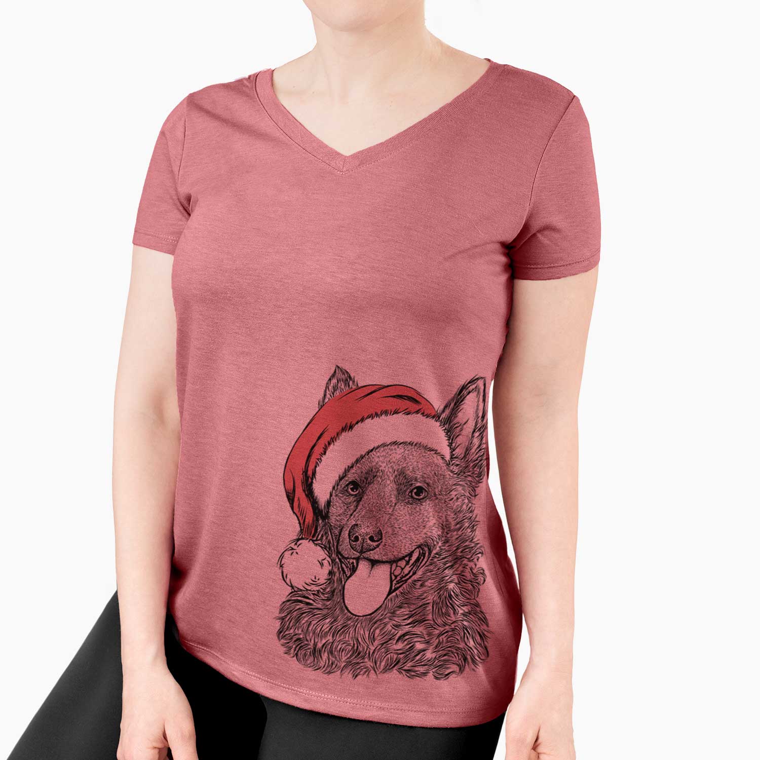 Santa Maximo the Mudi - Women's V-neck Shirt