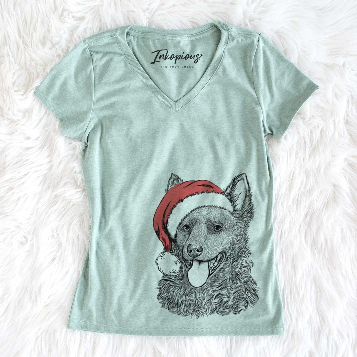 Santa Maximo the Mudi - Women&#39;s V-neck Shirt