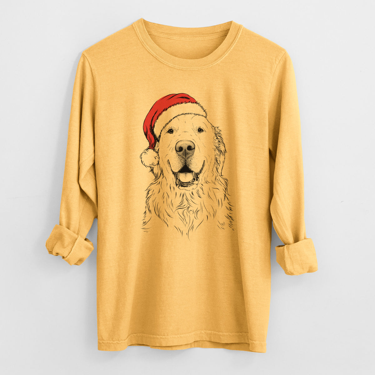 Santa Maximus the Golden Retriever - Heavyweight 100% Cotton Long Sleeve