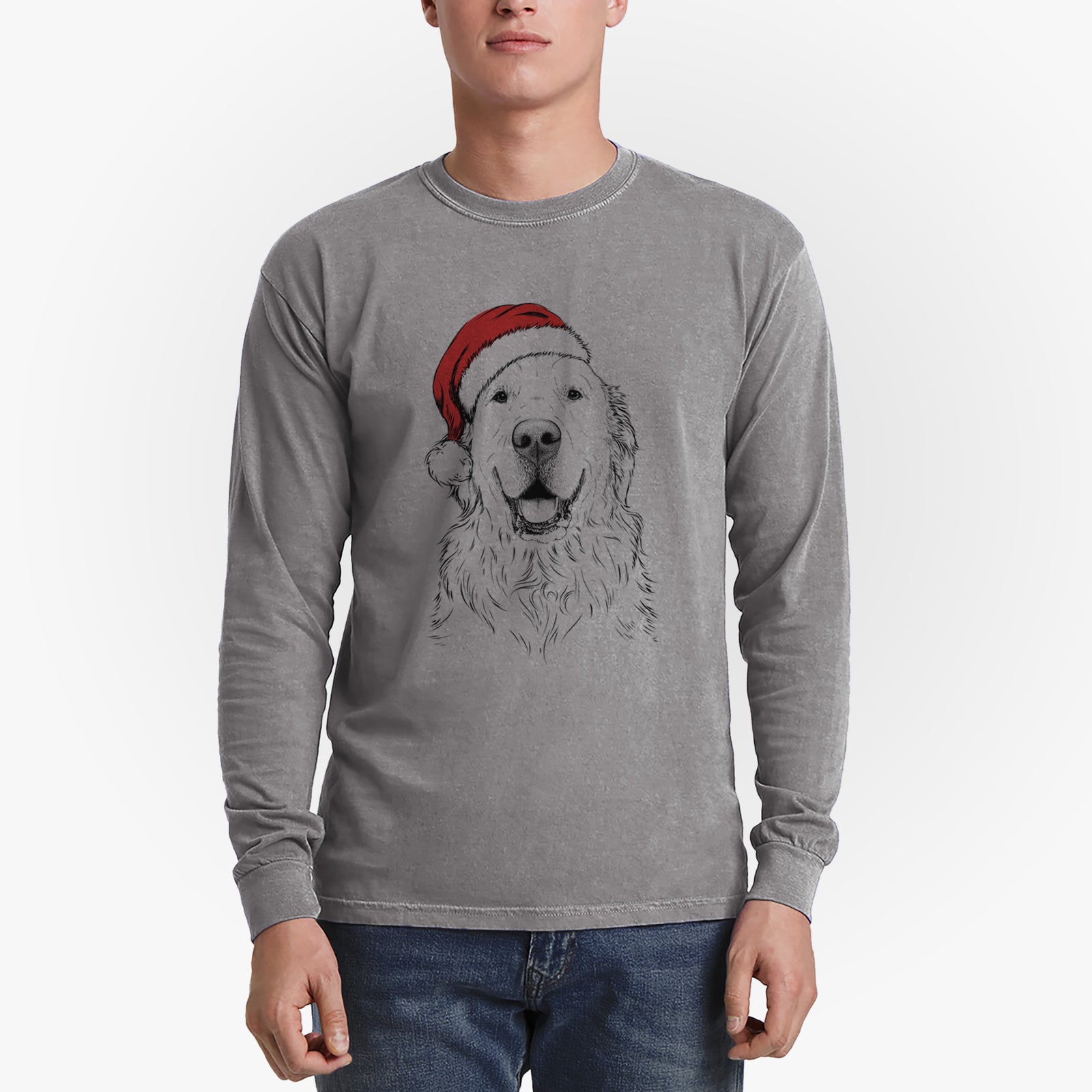 Santa Maximus the Golden Retriever - Heavyweight 100% Cotton Long Sleeve