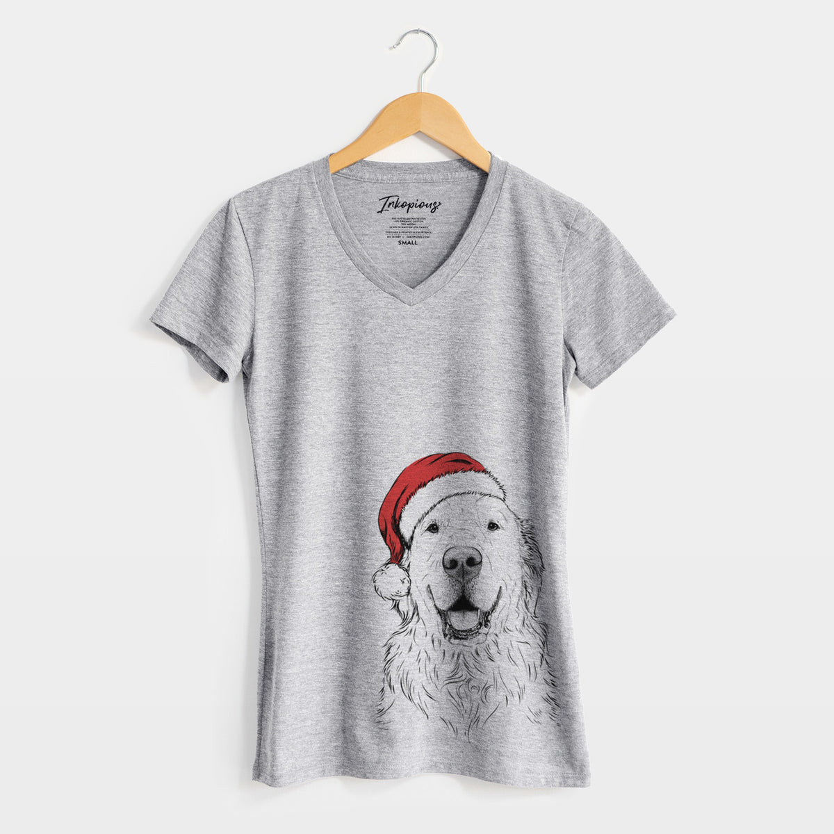 Santa Maximus the Golden Retriever - Women's Perfect V-neck Shirt