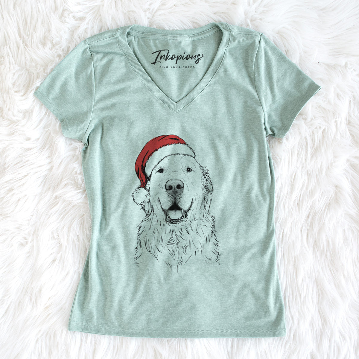 Santa Maximus the Golden Retriever - Women's Perfect V-neck Shirt