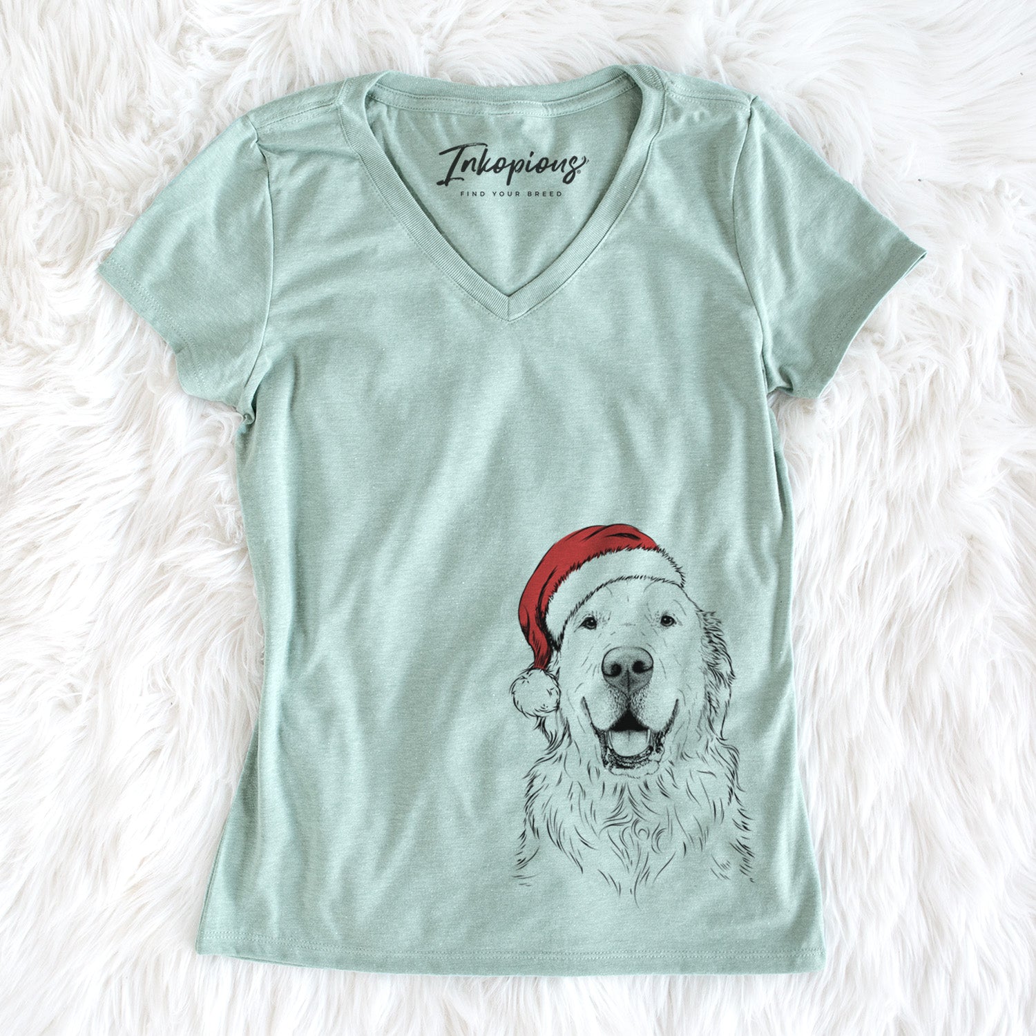 Santa Maximus the Golden Retriever - Women's Perfect V-neck Shirt