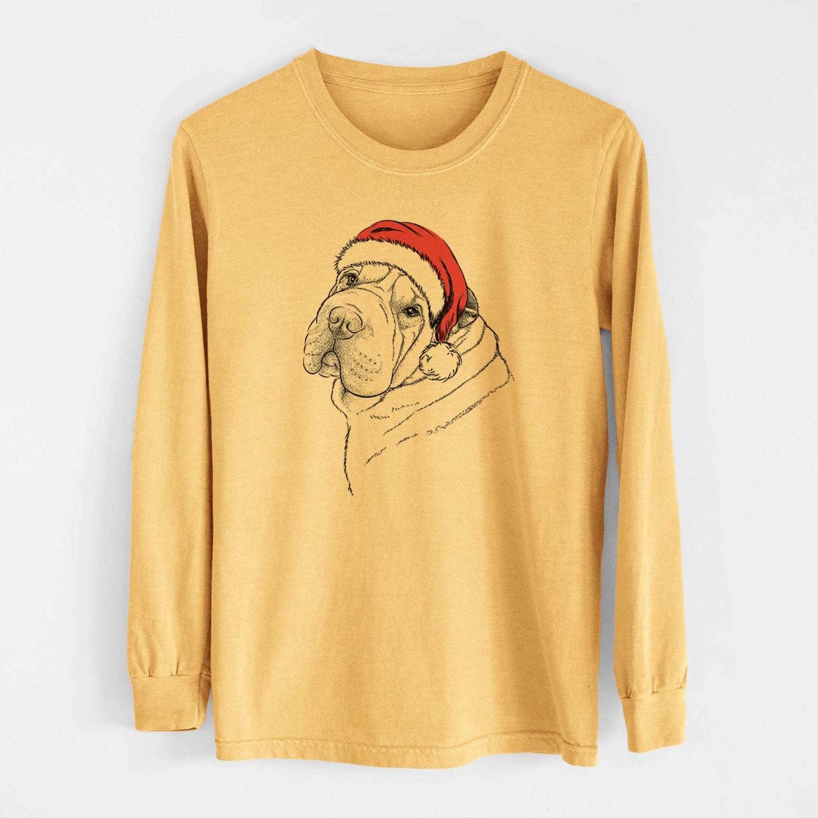 Santa Maximus the Shar Pei - Heavyweight 100% Cotton Long Sleeve