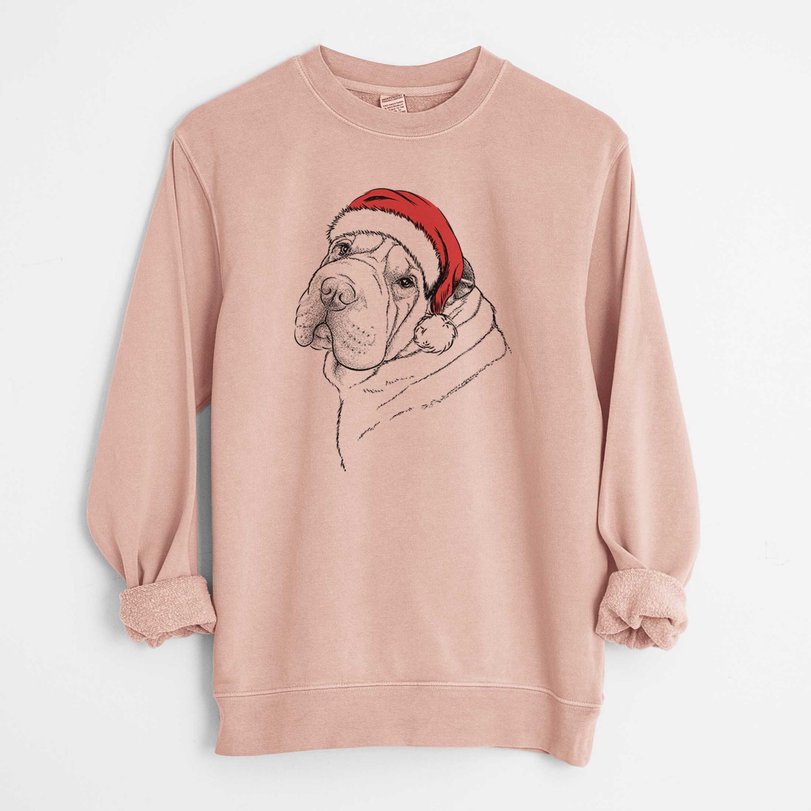 Santa Maximus the Shar Pei - Unisex Pigment Dyed Crew Sweatshirt