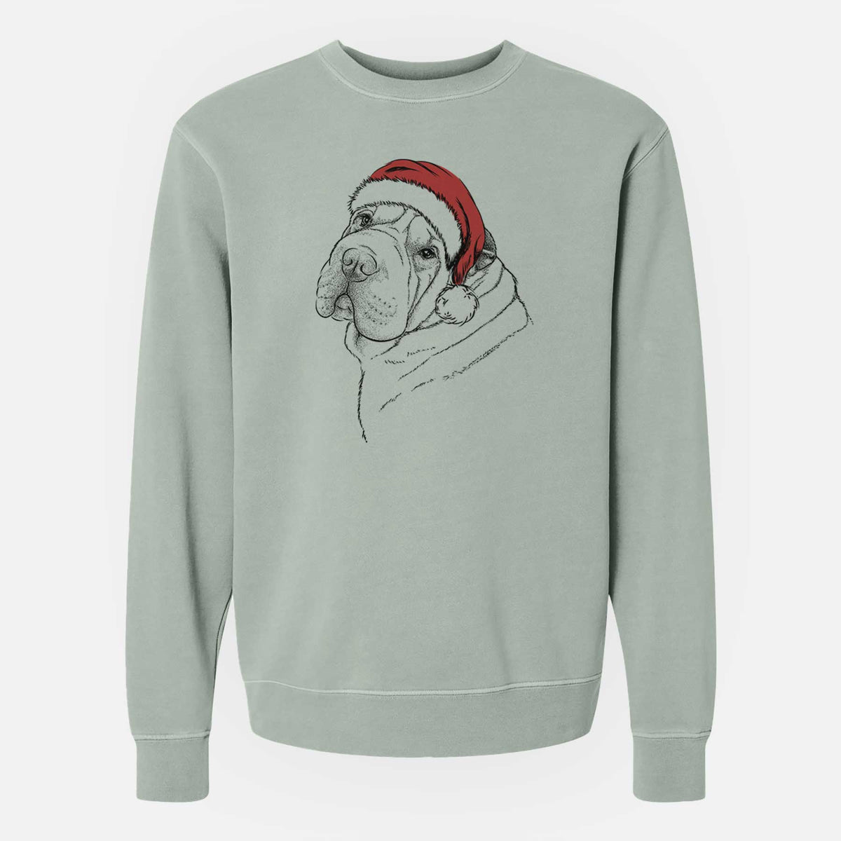 Santa Maximus the Shar Pei - Unisex Pigment Dyed Crew Sweatshirt