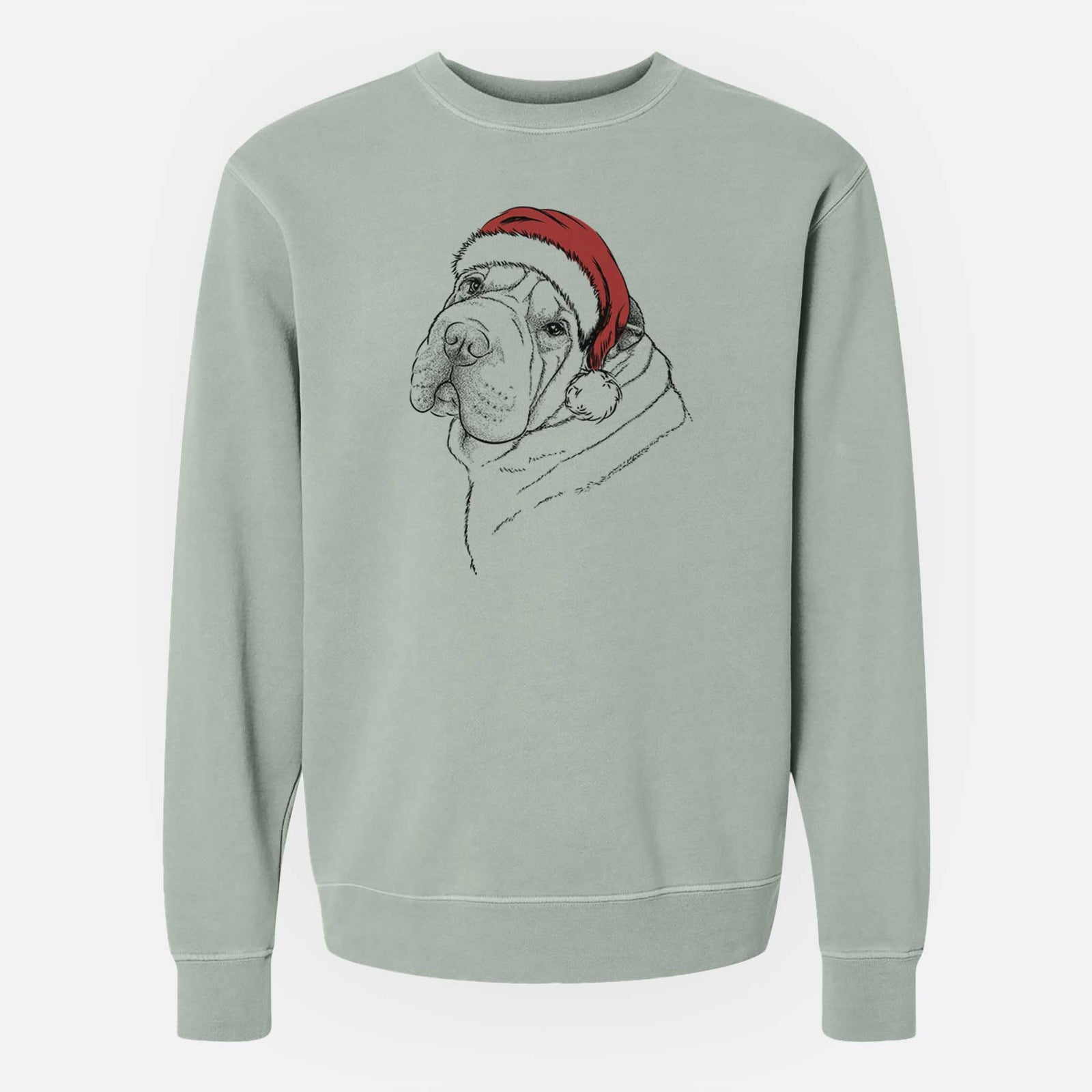 Santa Maximus the Shar Pei - Unisex Pigment Dyed Crew Sweatshirt
