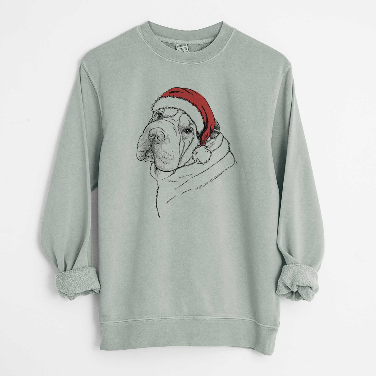 Santa Maximus the Shar Pei - Unisex Pigment Dyed Crew Sweatshirt