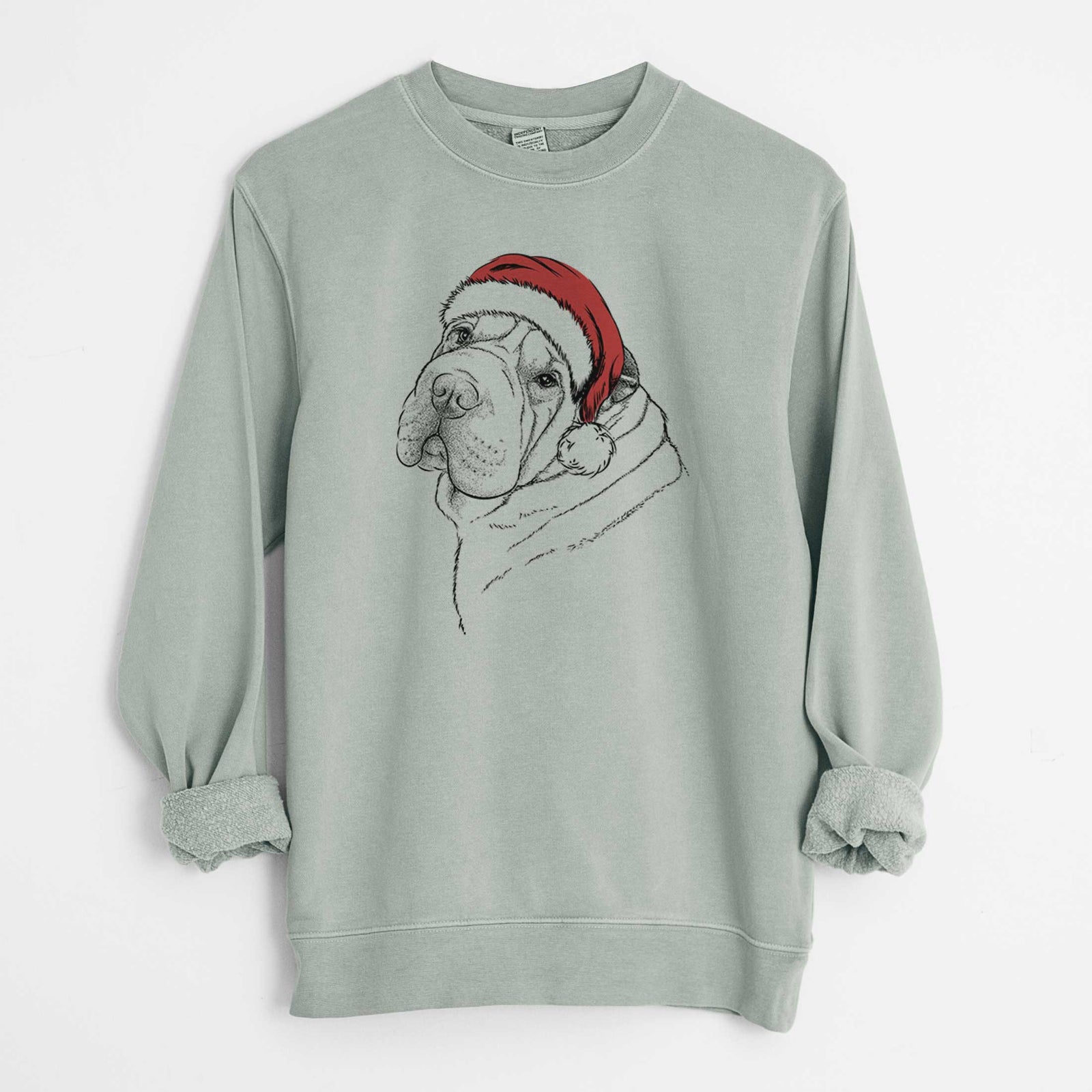 Santa Maximus the Shar Pei - Unisex Pigment Dyed Crew Sweatshirt
