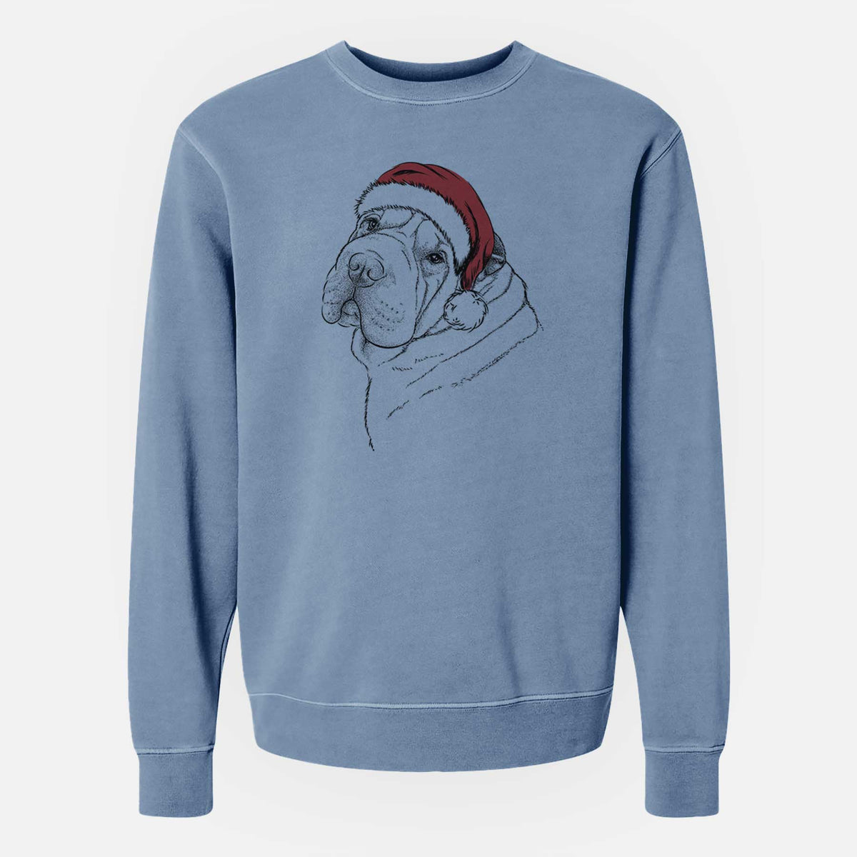 Santa Maximus the Shar Pei - Unisex Pigment Dyed Crew Sweatshirt