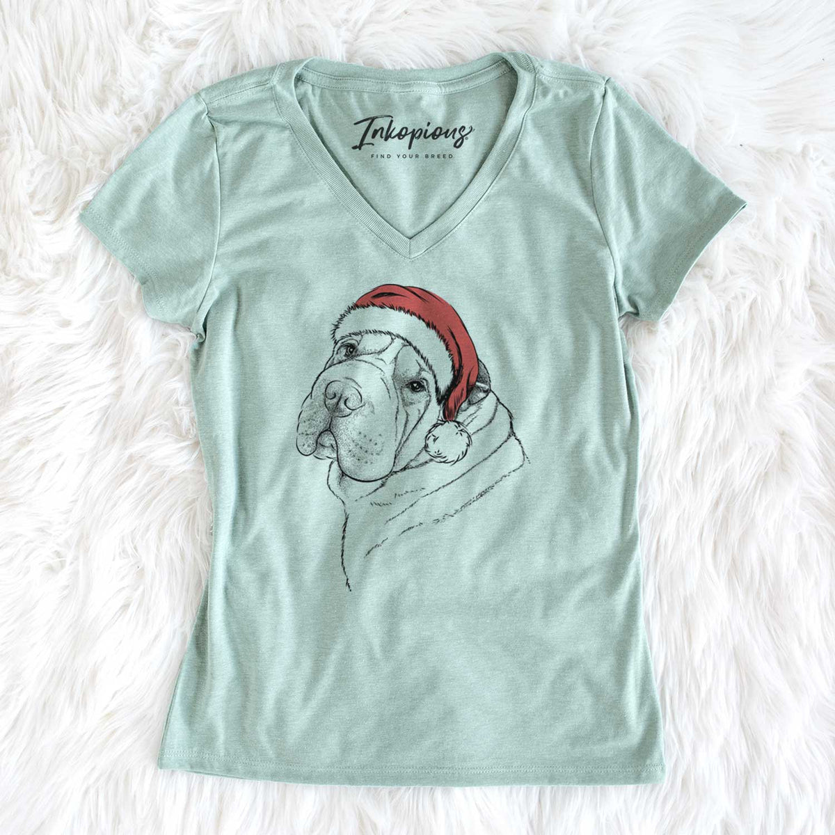 Santa Maximus the Shar Pei - Women's V-neck Shirt