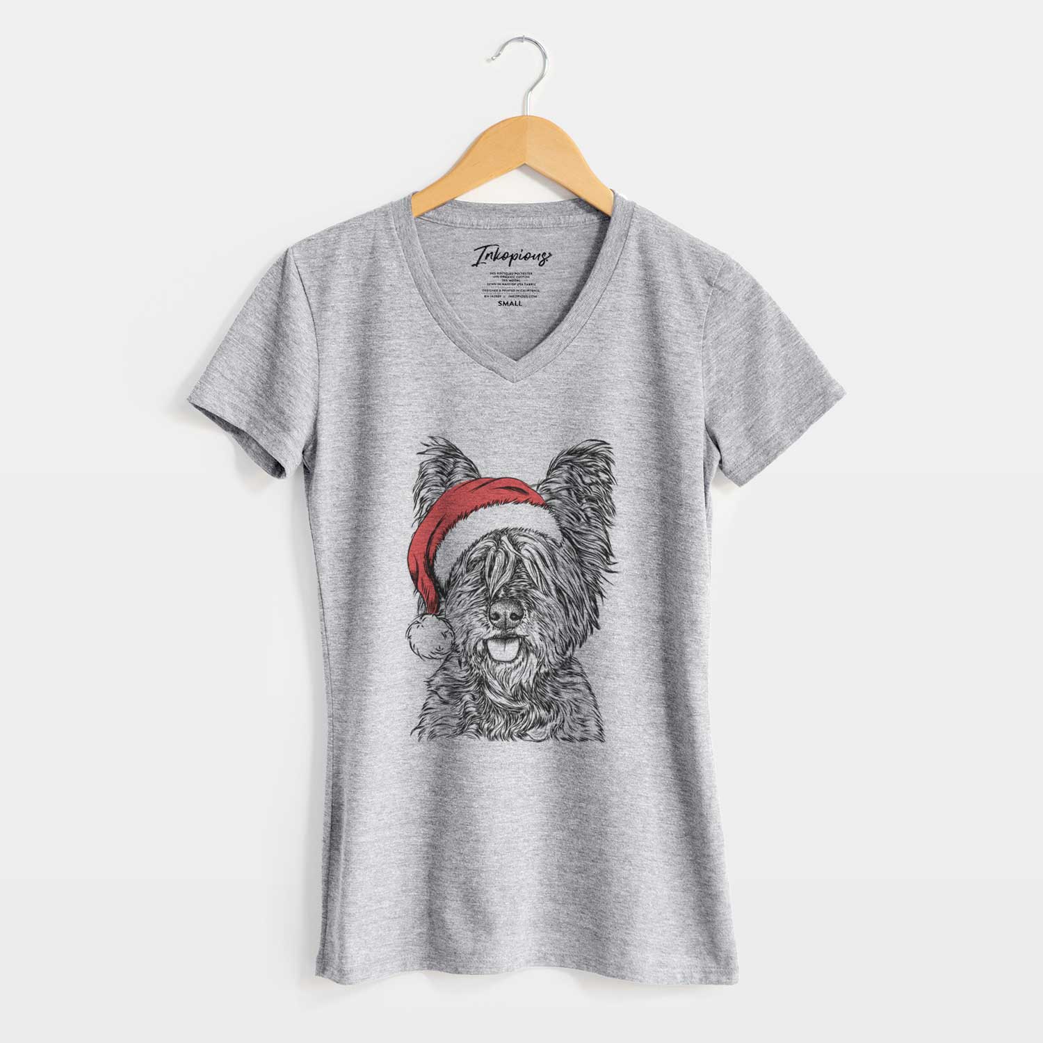 Santa McDuff the Cairn Terrier - Women's V-neck Shirt