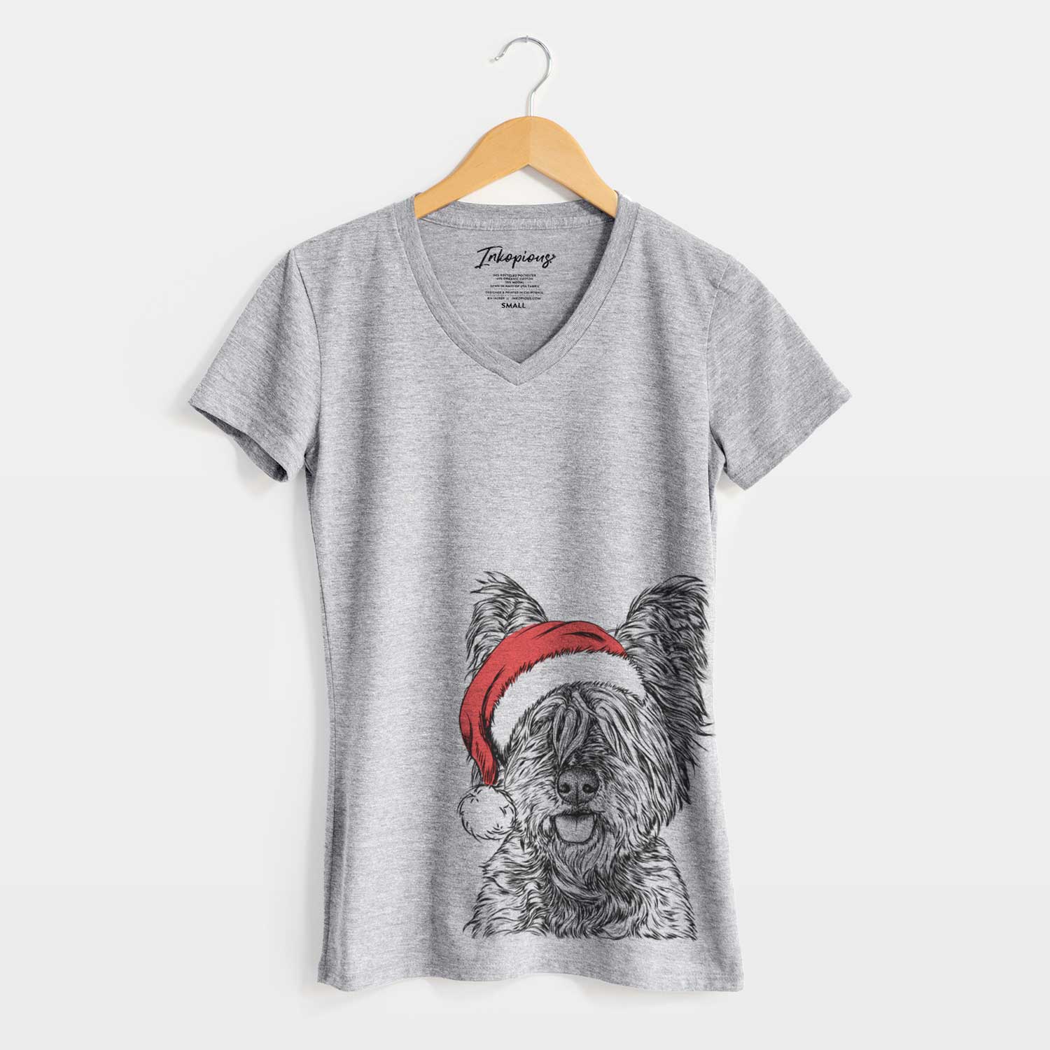 Santa McDuff the Cairn Terrier - Women's V-neck Shirt