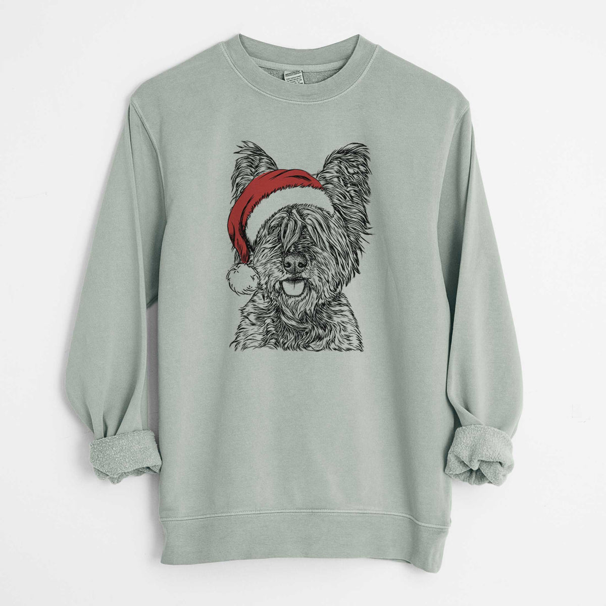Santa McDuff the Cairn Terrier - Unisex Pigment Dyed Crew Sweatshirt