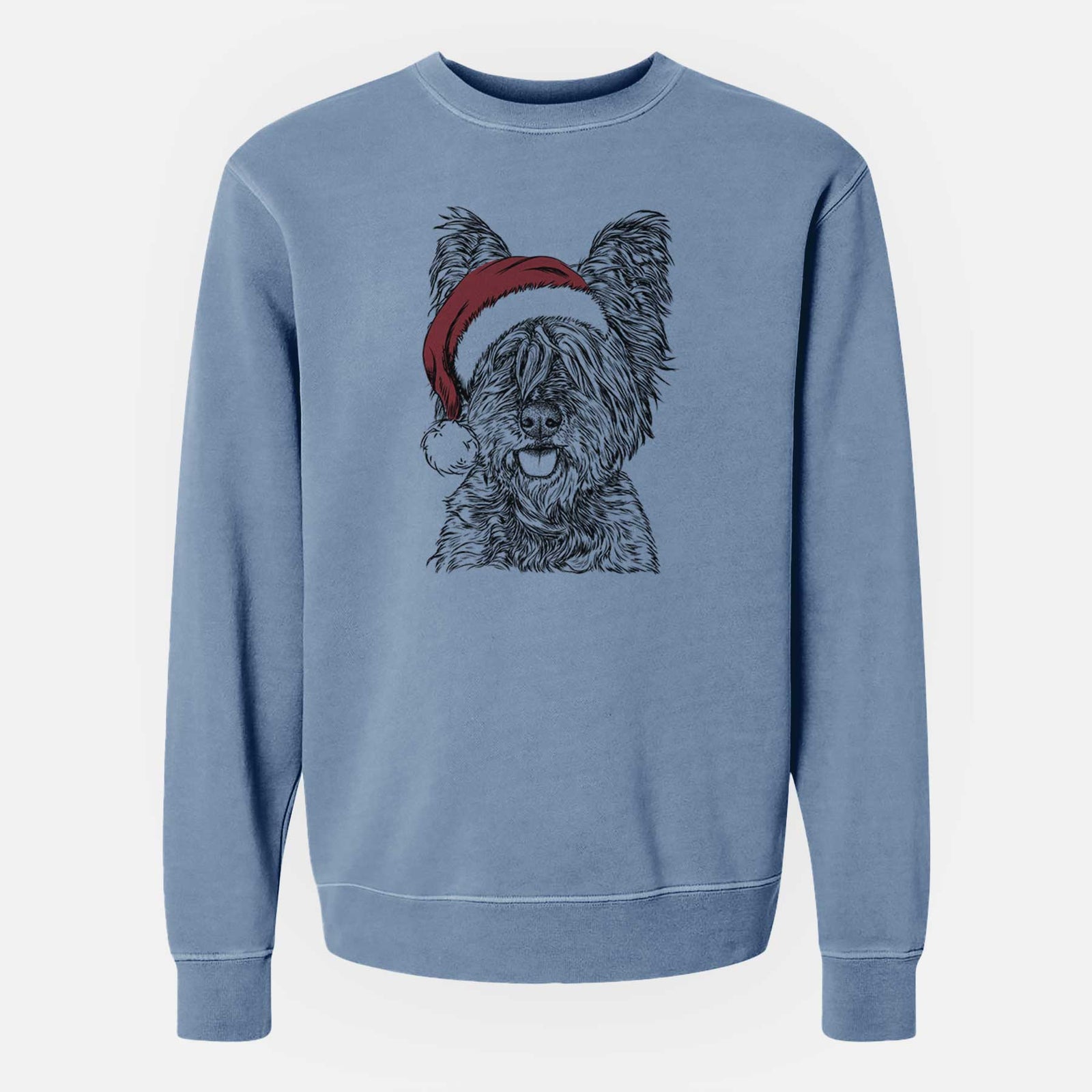 Santa McDuff the Cairn Terrier - Unisex Pigment Dyed Crew Sweatshirt