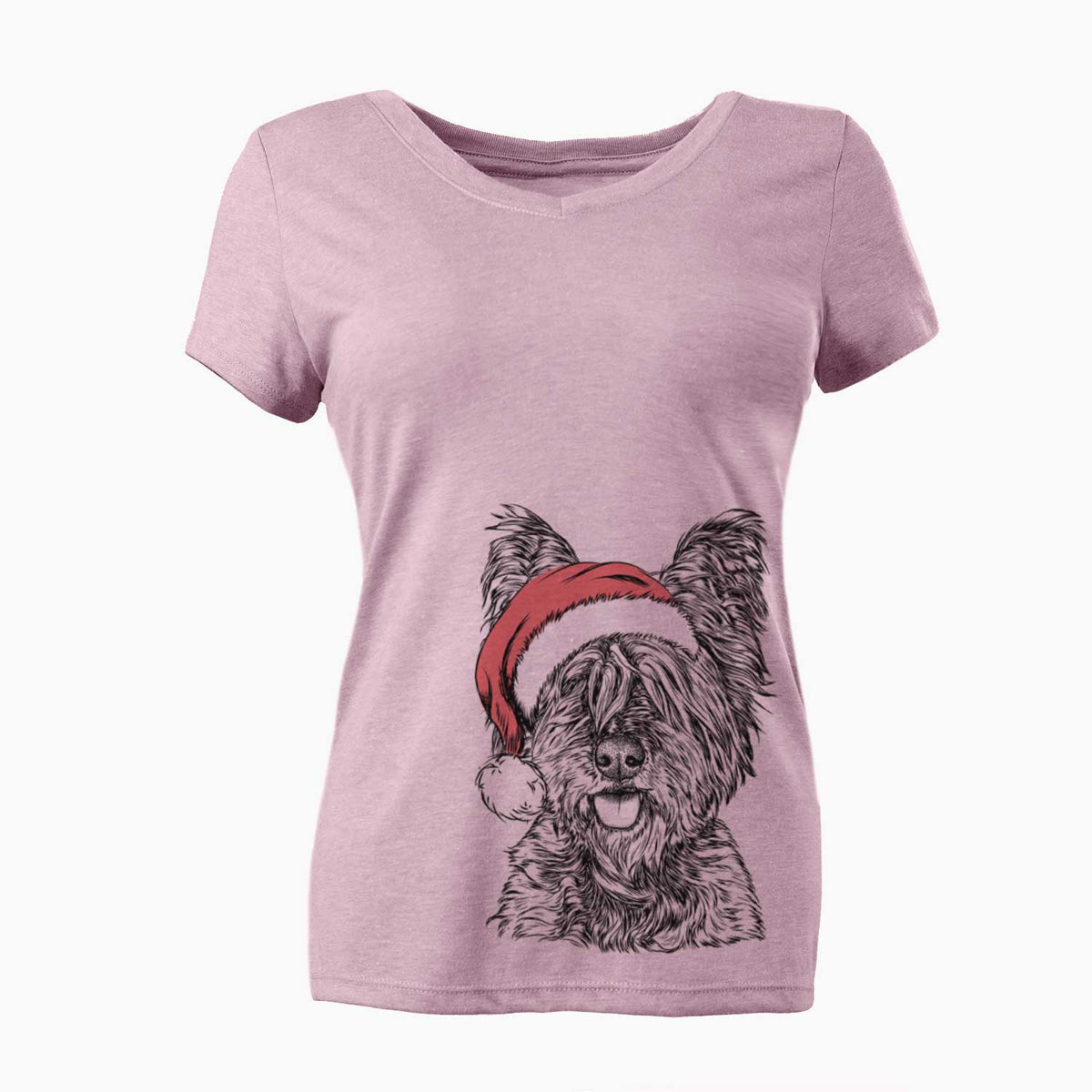Santa McDuff the Cairn Terrier - Women's V-neck Shirt
