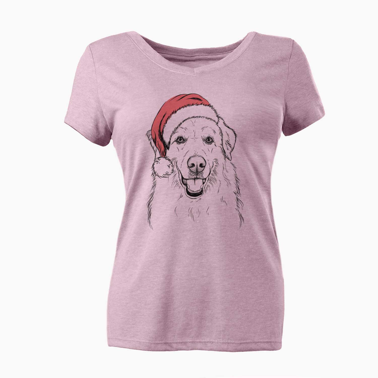 Santa Meg the Great Pyrenees - Women's V-neck Shirt