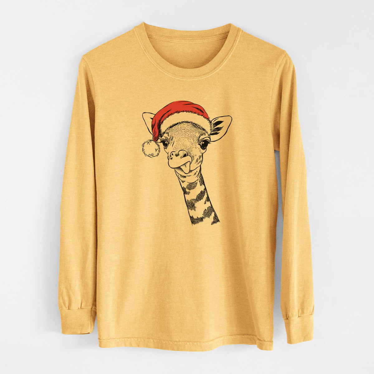 Santa Mel the Baby Giraffe - Heavyweight 100% Cotton Long Sleeve
