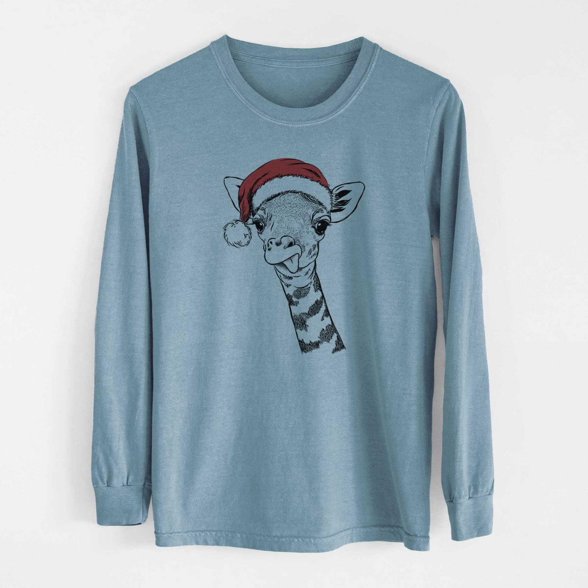 Santa Mel the Baby Giraffe - Heavyweight 100% Cotton Long Sleeve
