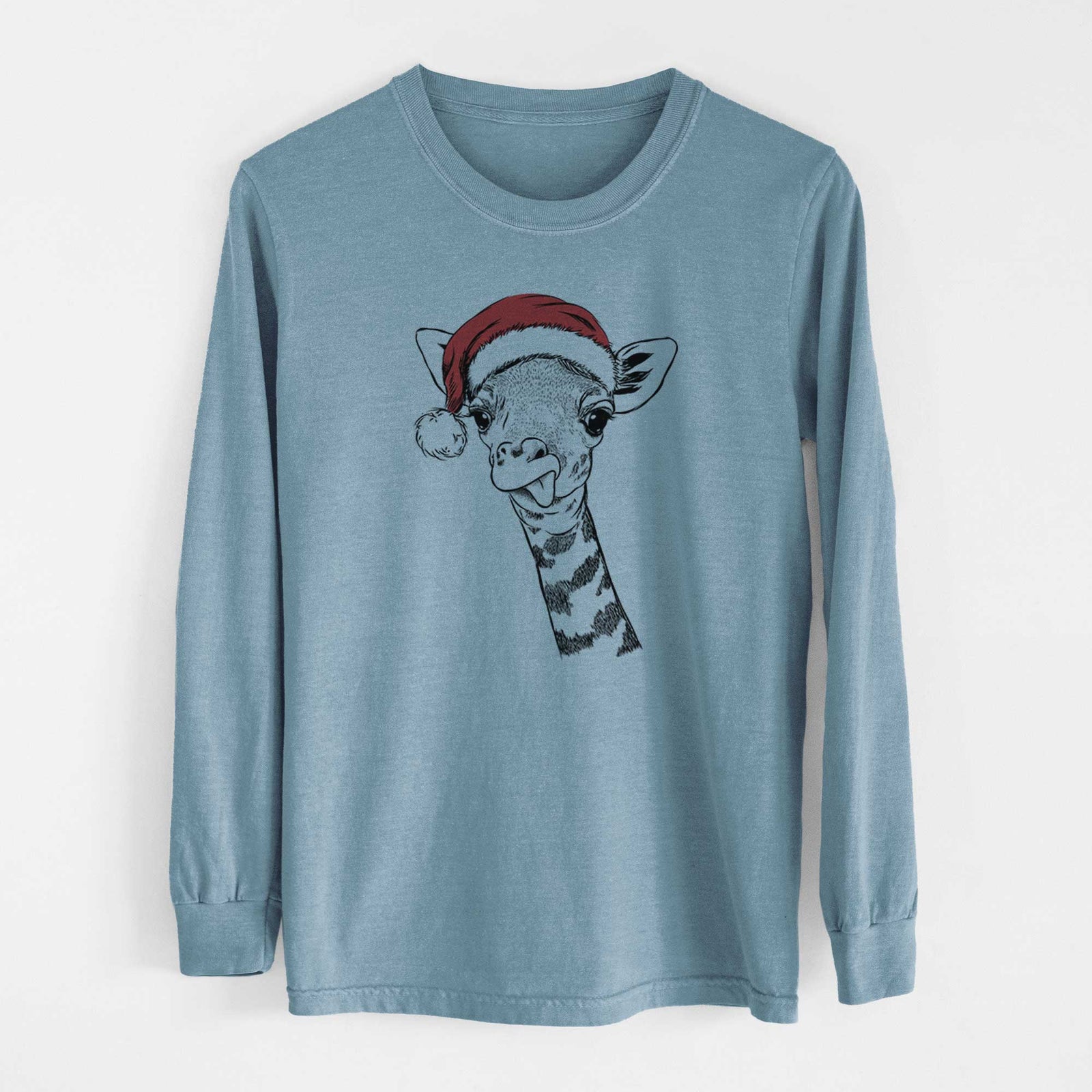 Santa Mel the Baby Giraffe - Heavyweight 100% Cotton Long Sleeve