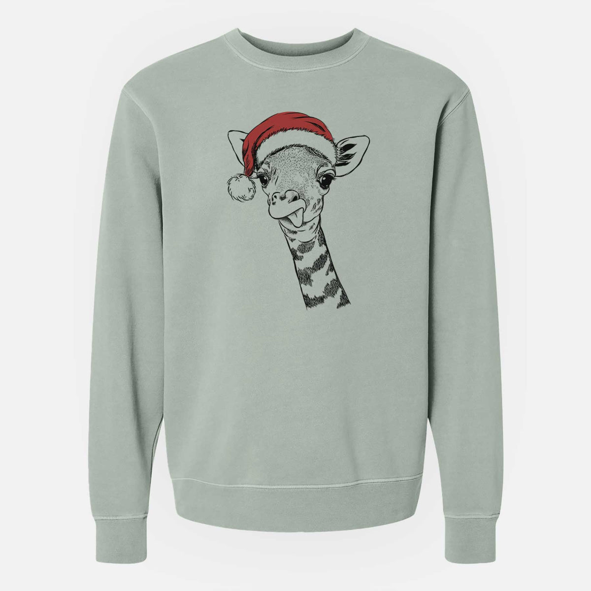 Santa Mel the Baby Giraffe - Unisex Pigment Dyed Crew Sweatshirt