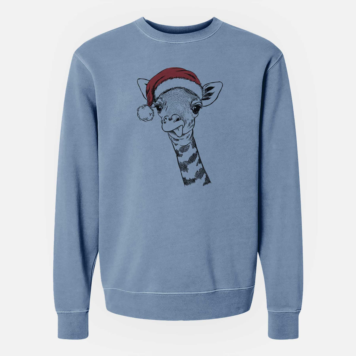 Santa Mel the Baby Giraffe - Unisex Pigment Dyed Crew Sweatshirt