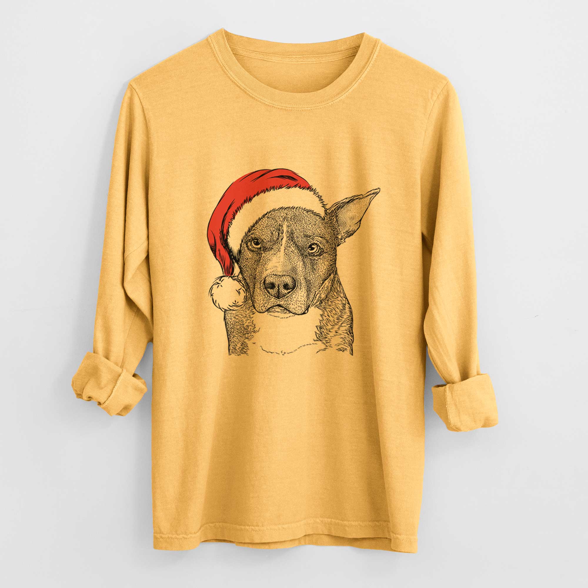 Santa Mercy the Pitbull - Heavyweight 100% Cotton Long Sleeve