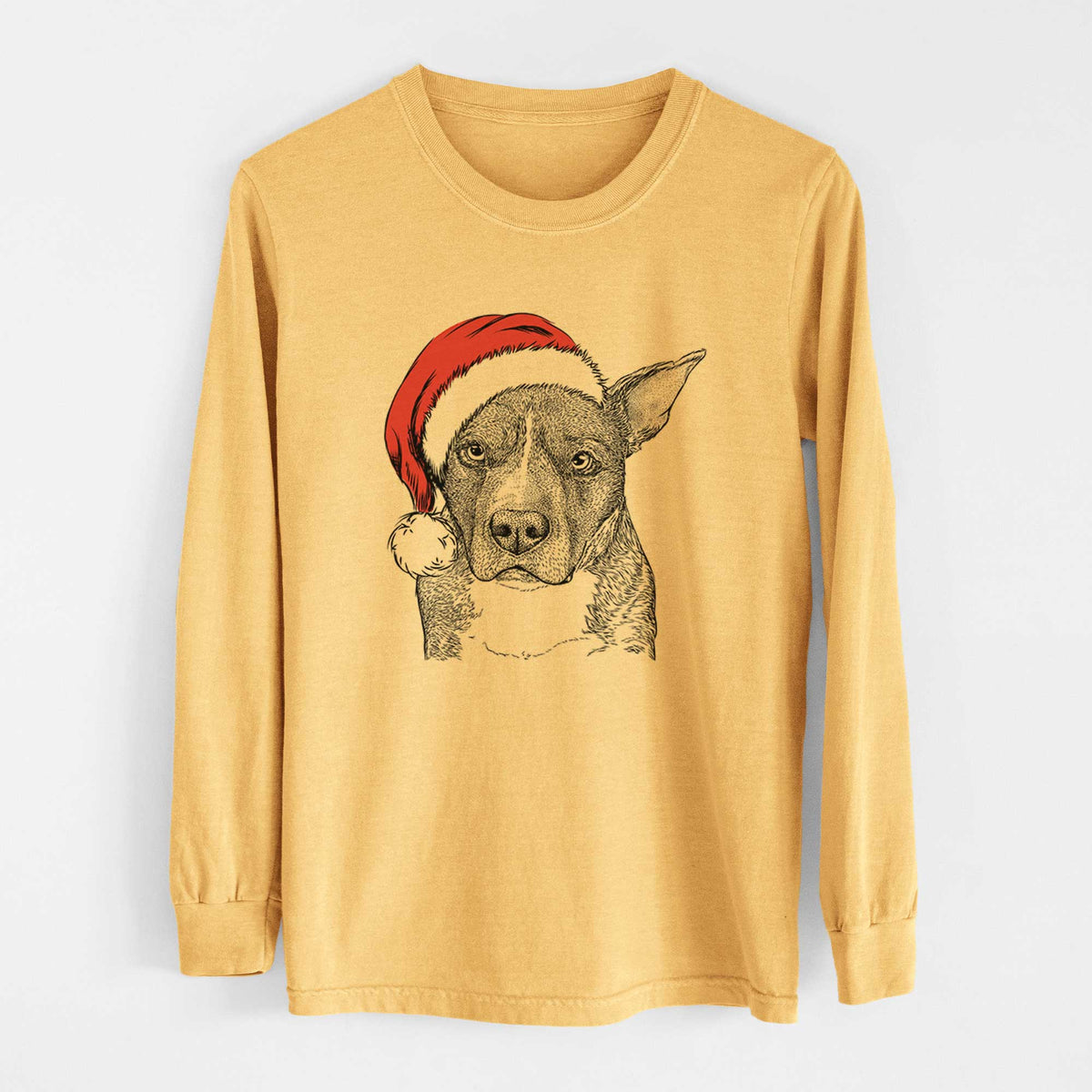 Santa Mercy the Pitbull - Heavyweight 100% Cotton Long Sleeve