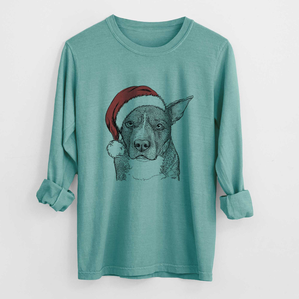 Santa Mercy the Pitbull - Heavyweight 100% Cotton Long Sleeve