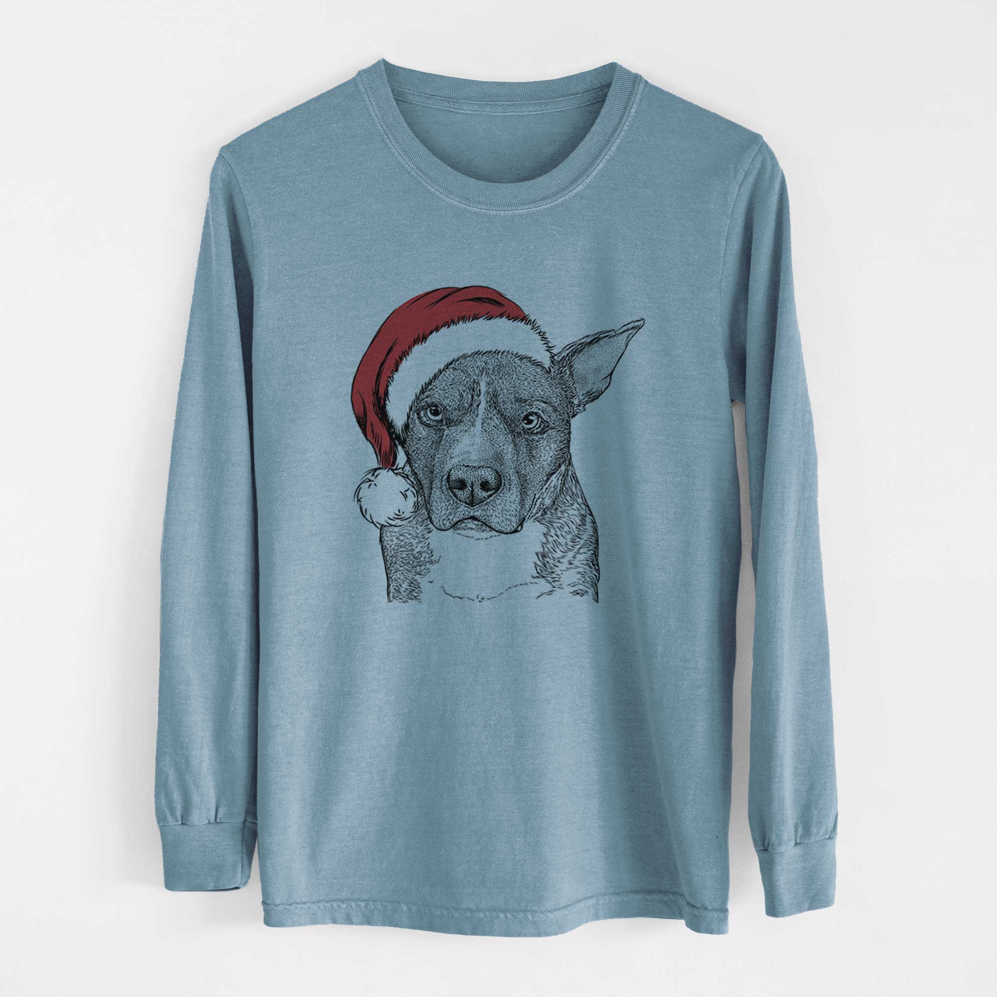 Santa Mercy the Pitbull - Heavyweight 100% Cotton Long Sleeve