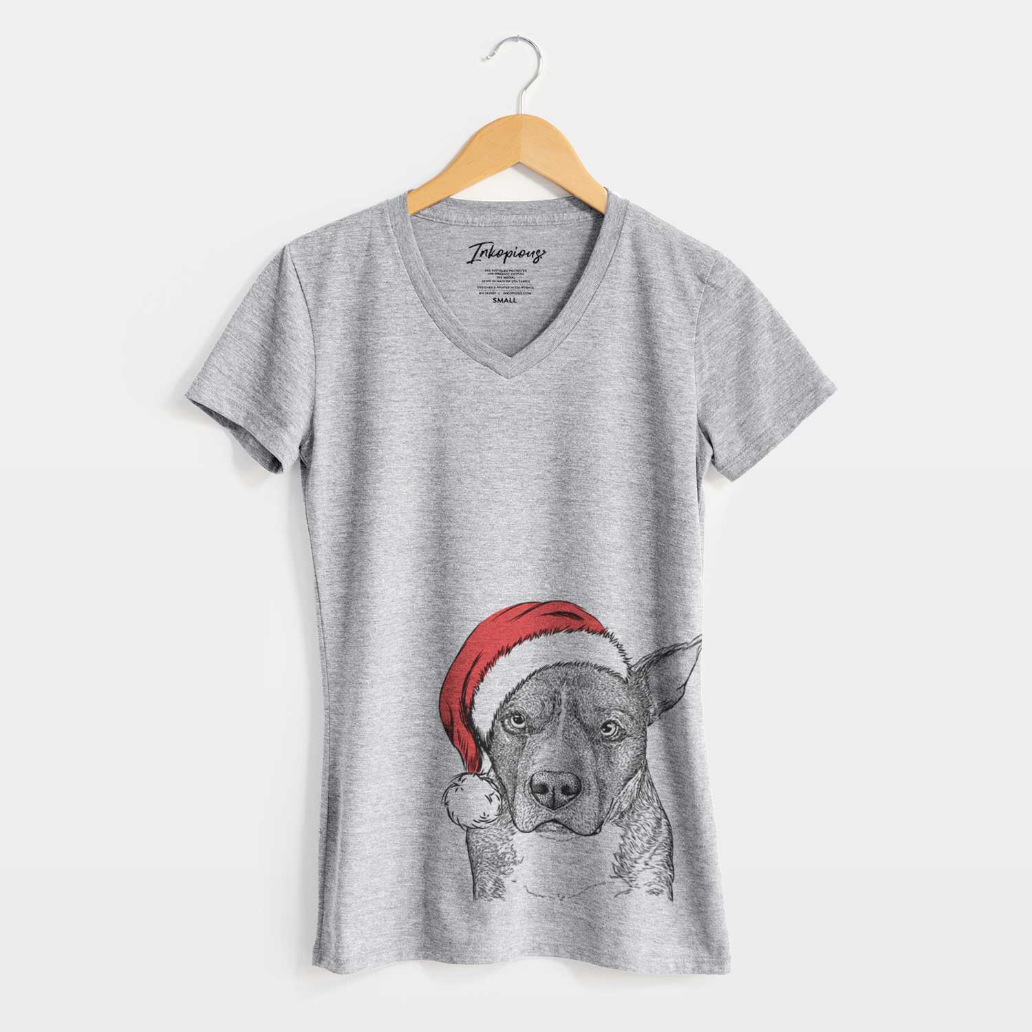 Santa Mercy the Pitbull - Women's V-neck Shirt