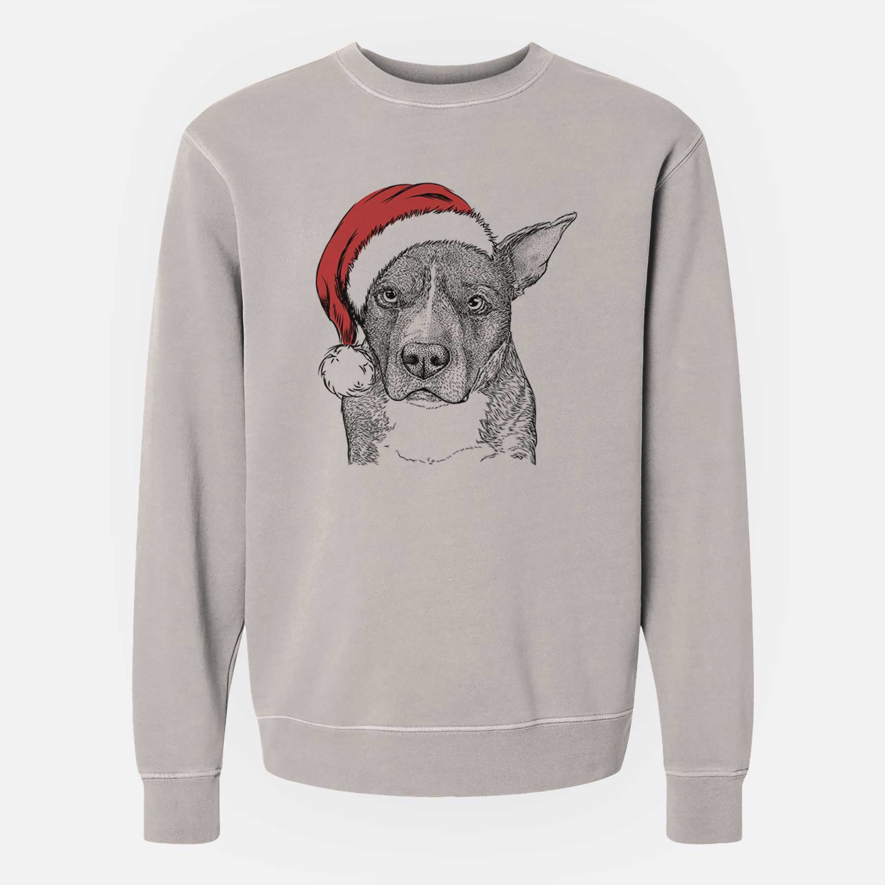 Santa Mercy the Pitbull - Unisex Pigment Dyed Crew Sweatshirt