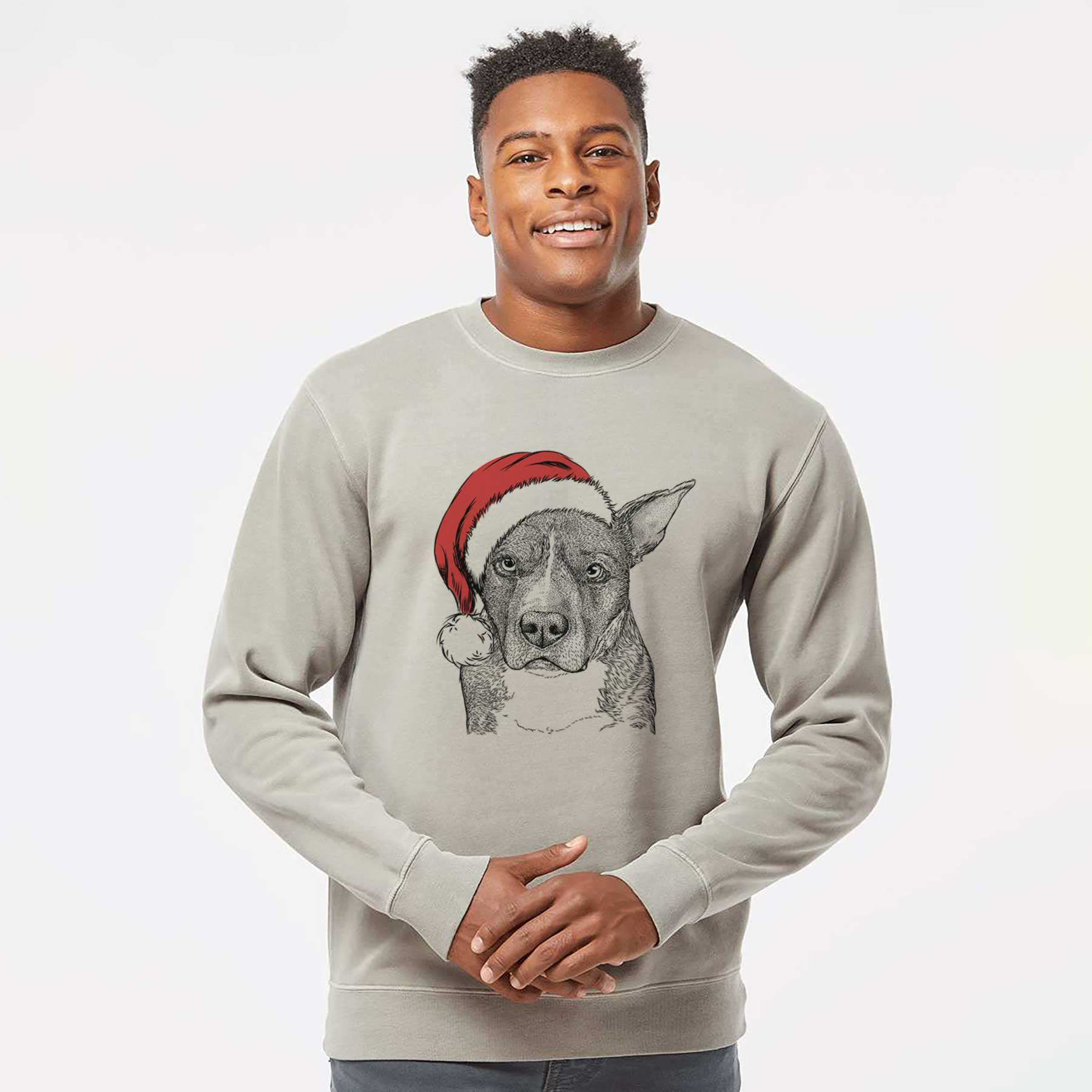 Santa Mercy the Pitbull - Unisex Pigment Dyed Crew Sweatshirt