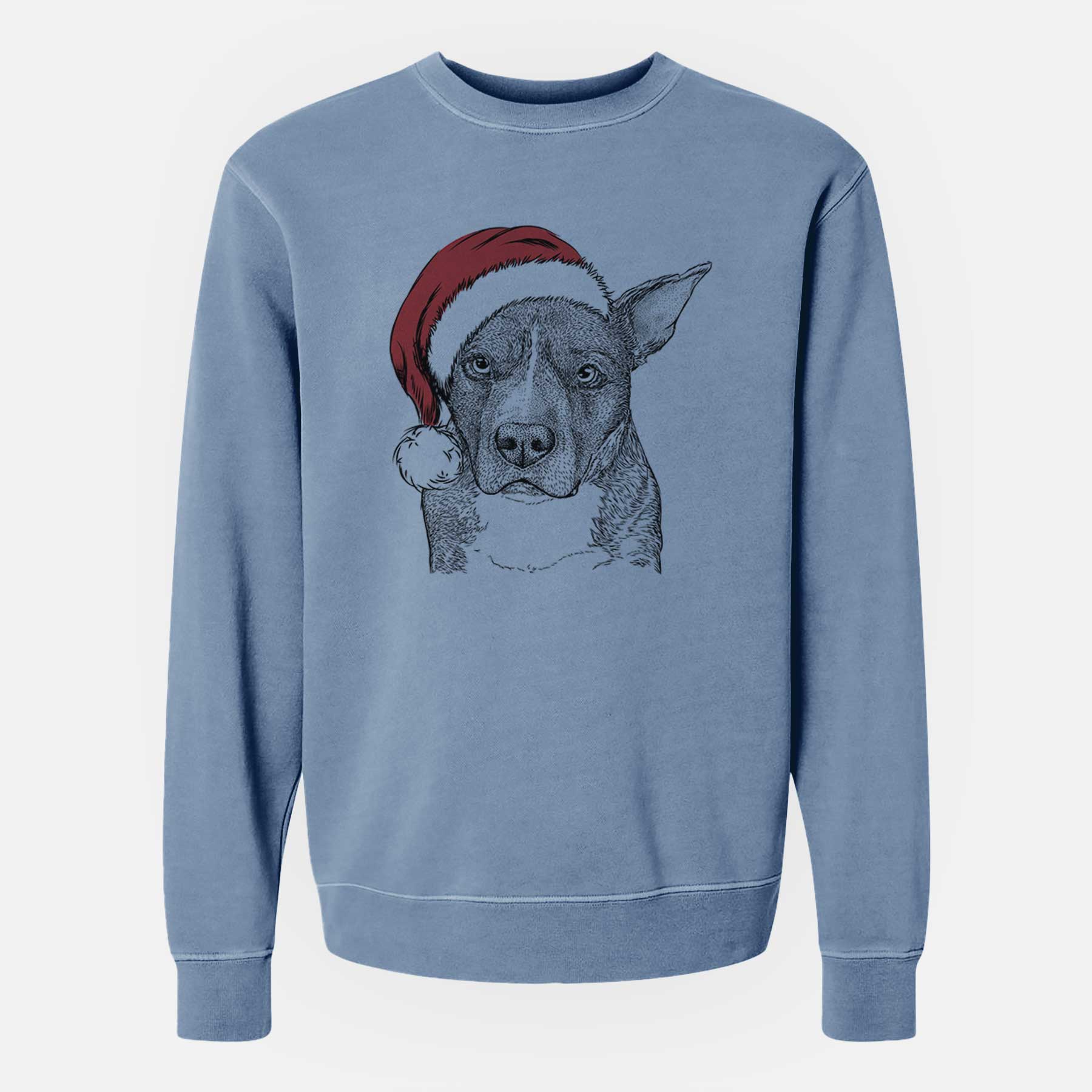 Santa Mercy the Pitbull - Unisex Pigment Dyed Crew Sweatshirt