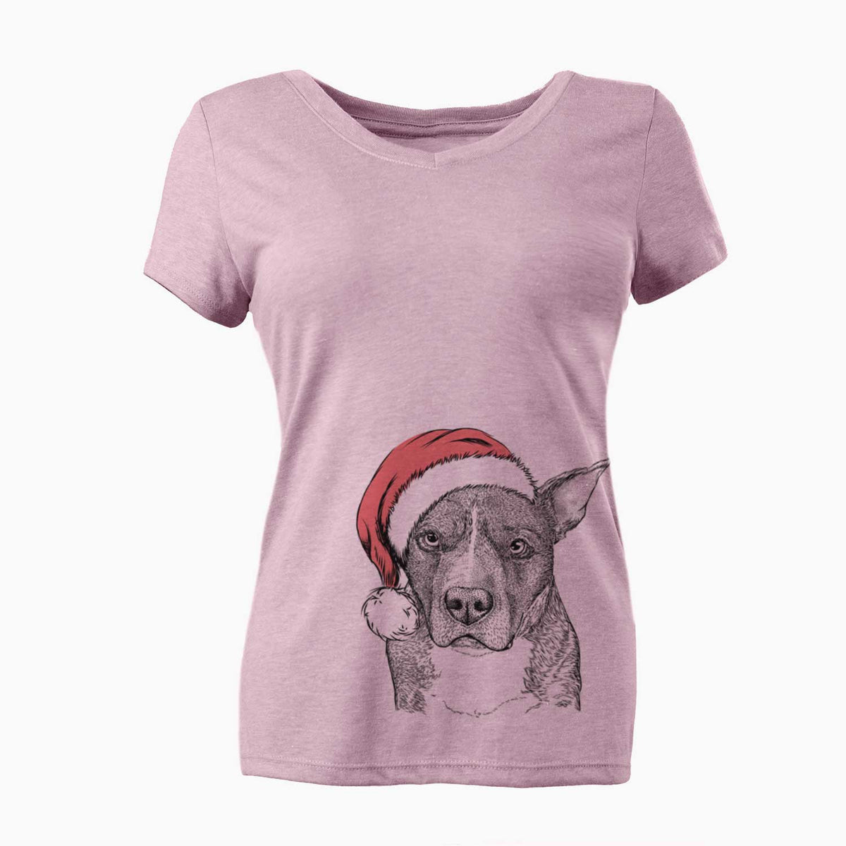 Santa Mercy the Pitbull - Women's V-neck Shirt