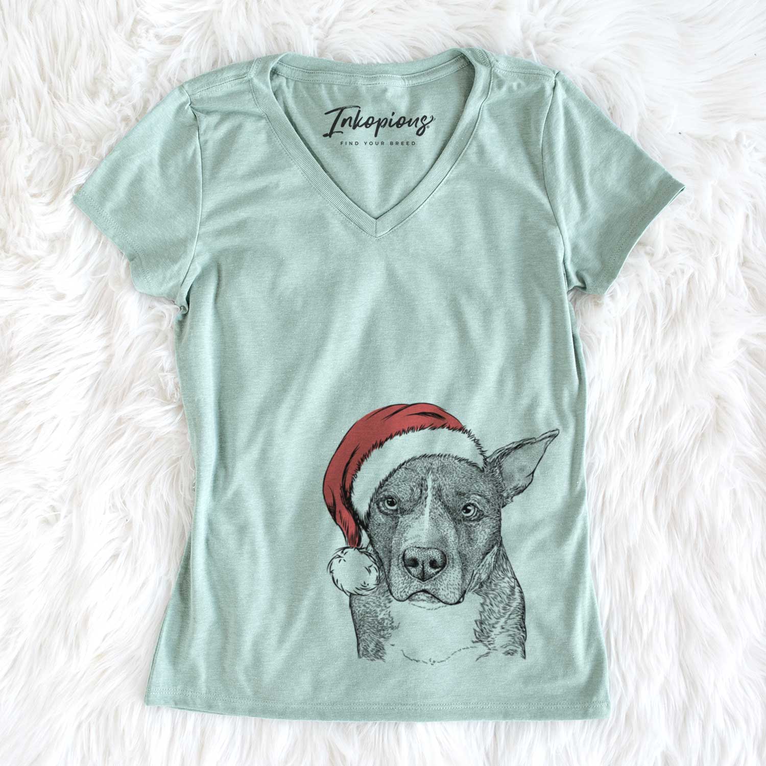 Santa Mercy the Pitbull - Women's V-neck Shirt