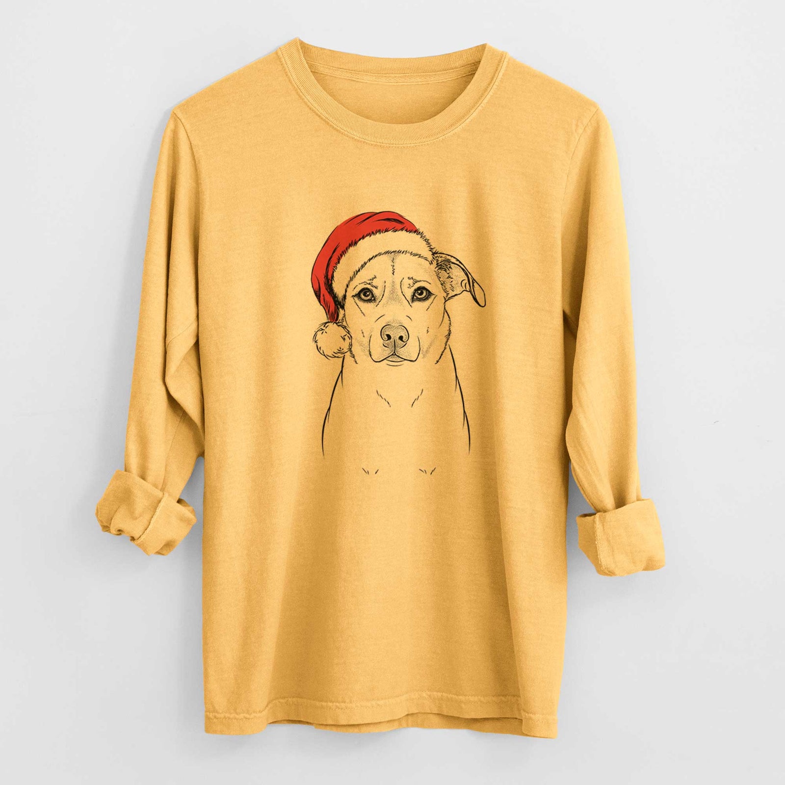 Santa Mica the Labrador Pittbull Mix - Heavyweight 100% Cotton Long Sleeve