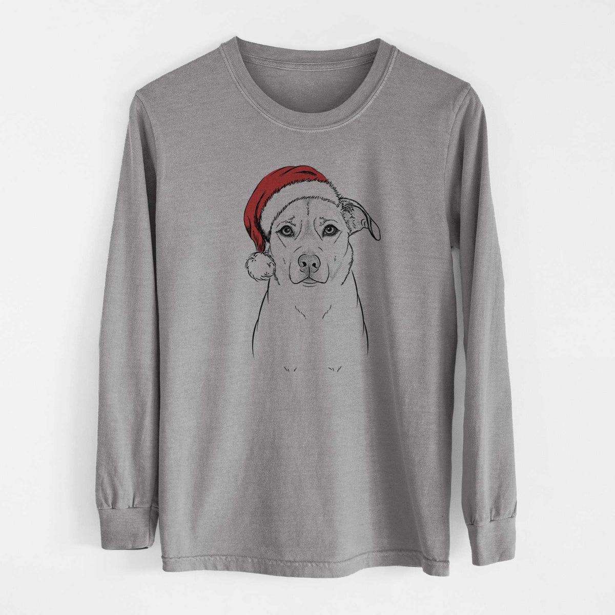 Santa Mica the Labrador Pittbull Mix - Heavyweight 100% Cotton Long Sleeve