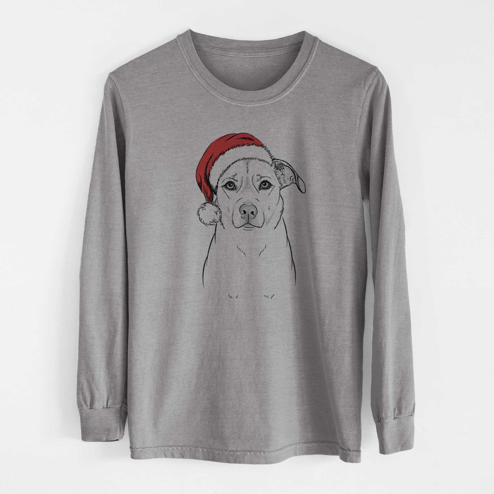 Santa Mica the Labrador Pittbull Mix - Heavyweight 100% Cotton Long Sleeve