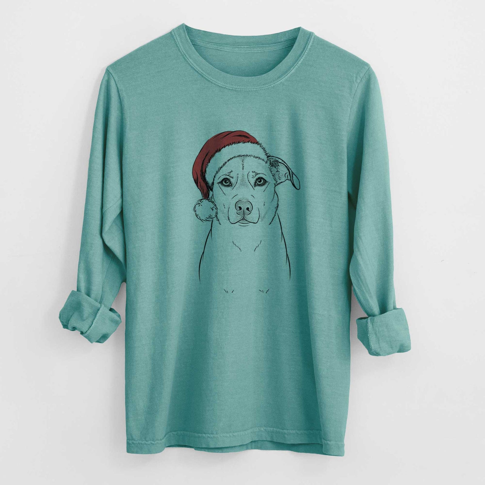 Santa Mica the Labrador Pittbull Mix - Heavyweight 100% Cotton Long Sleeve