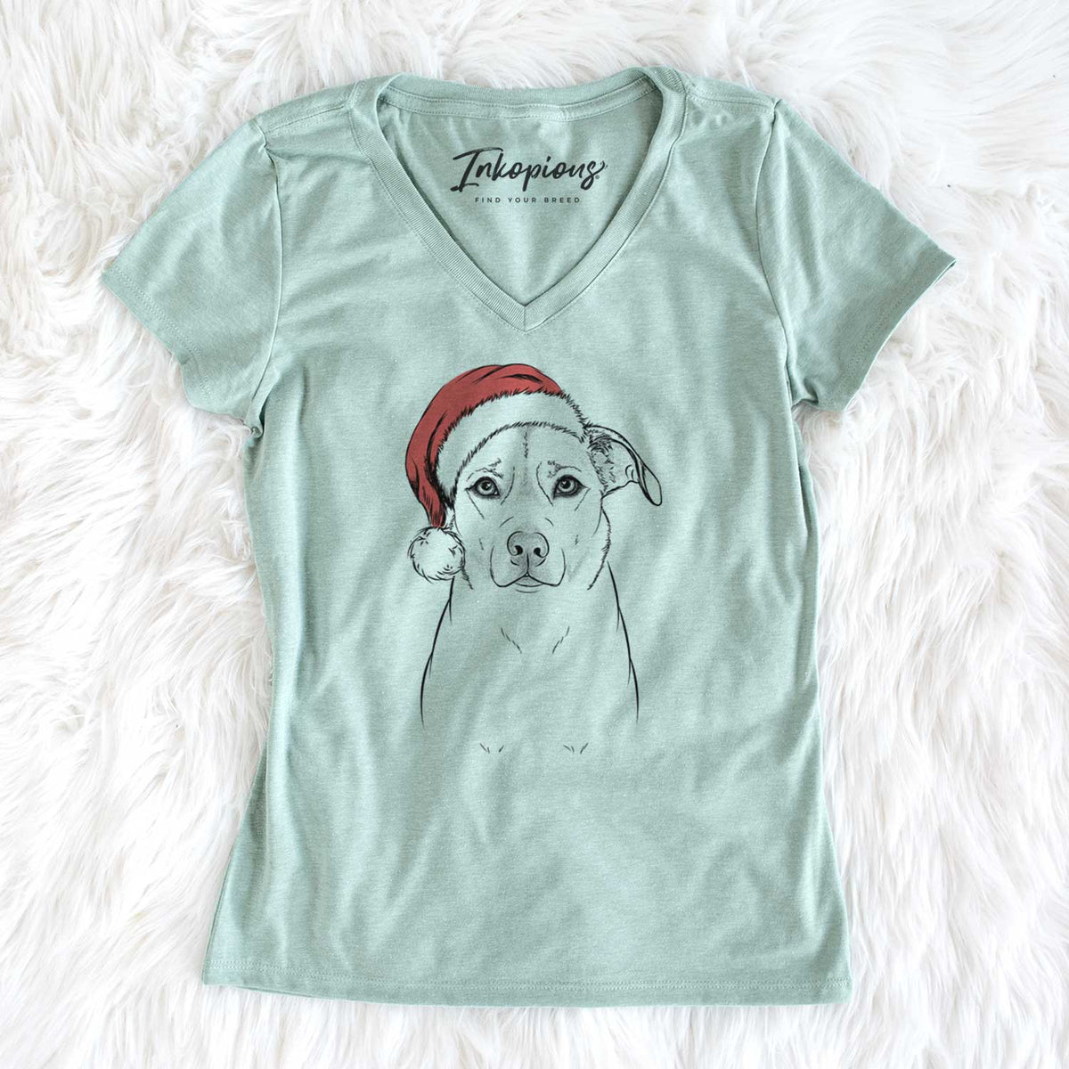 Santa Mica the Labrador Pittbull Mix - Women's V-neck Shirt